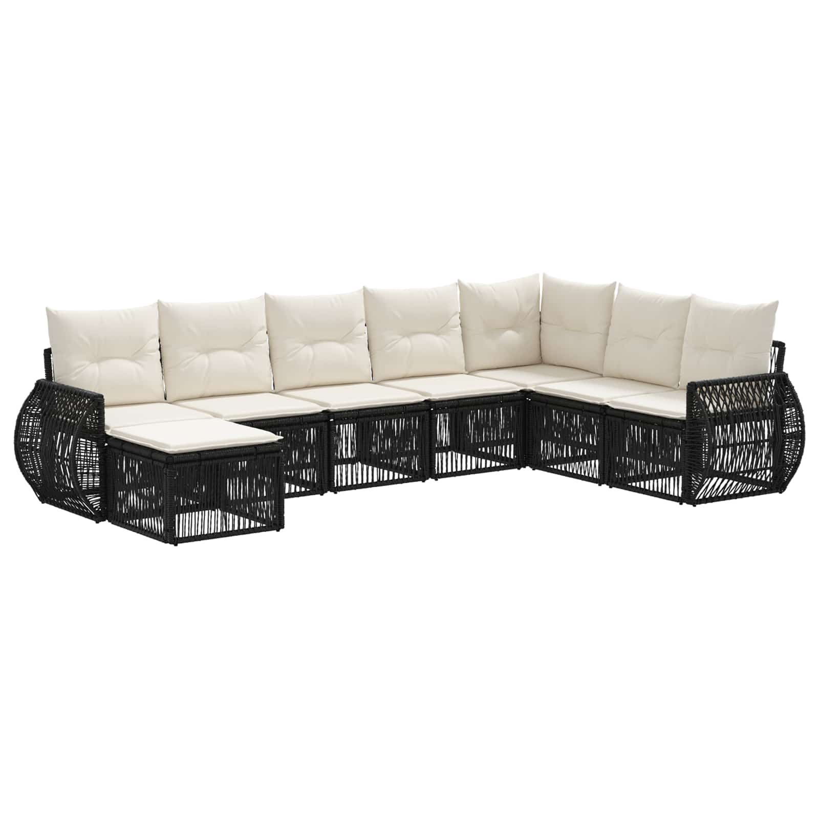 Ensemble de canapé de jardin 8 pcs Noir et blanc crème - XIOS