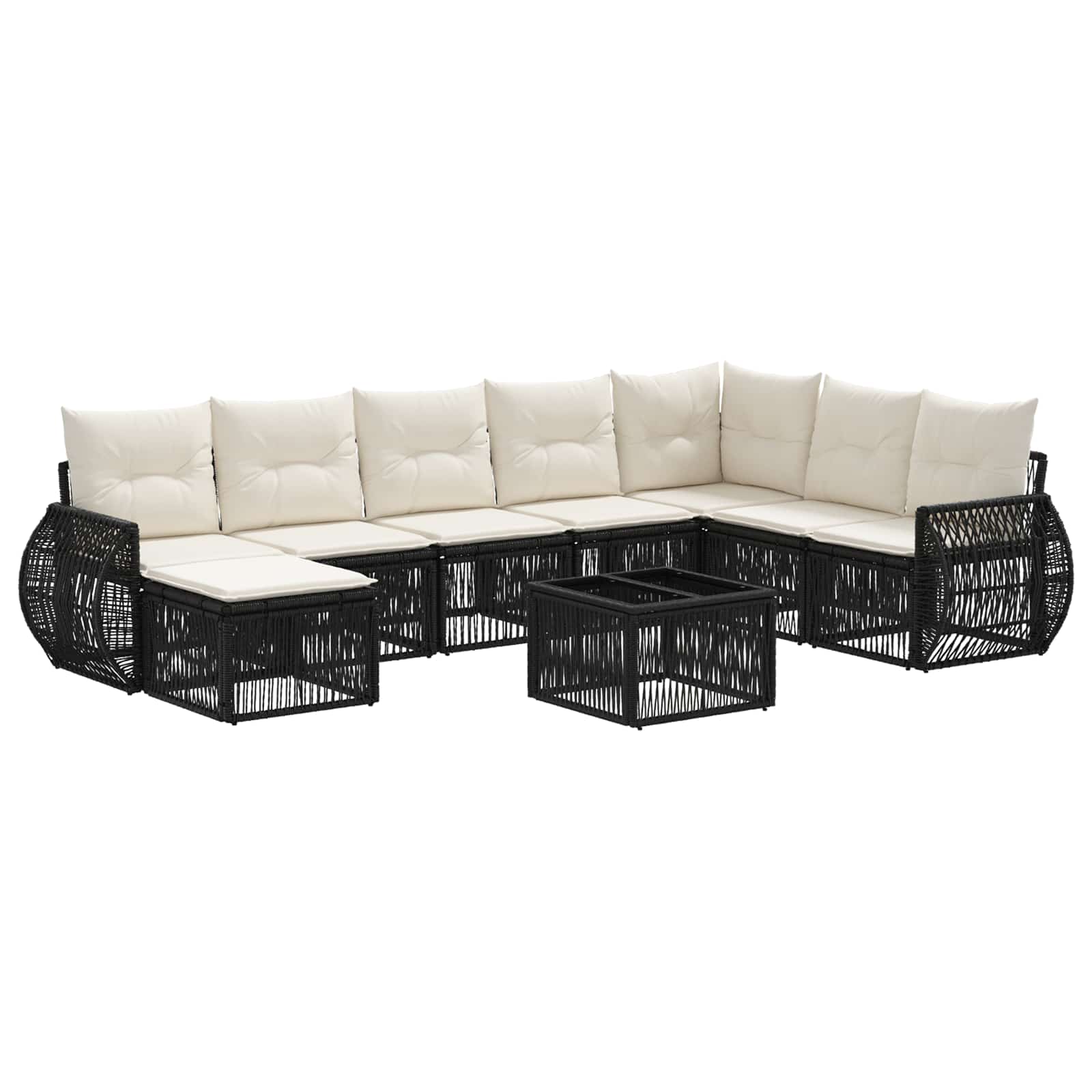 Ensemble de canapé de jardin 9 pcs Noir et blanc crème - XIOS