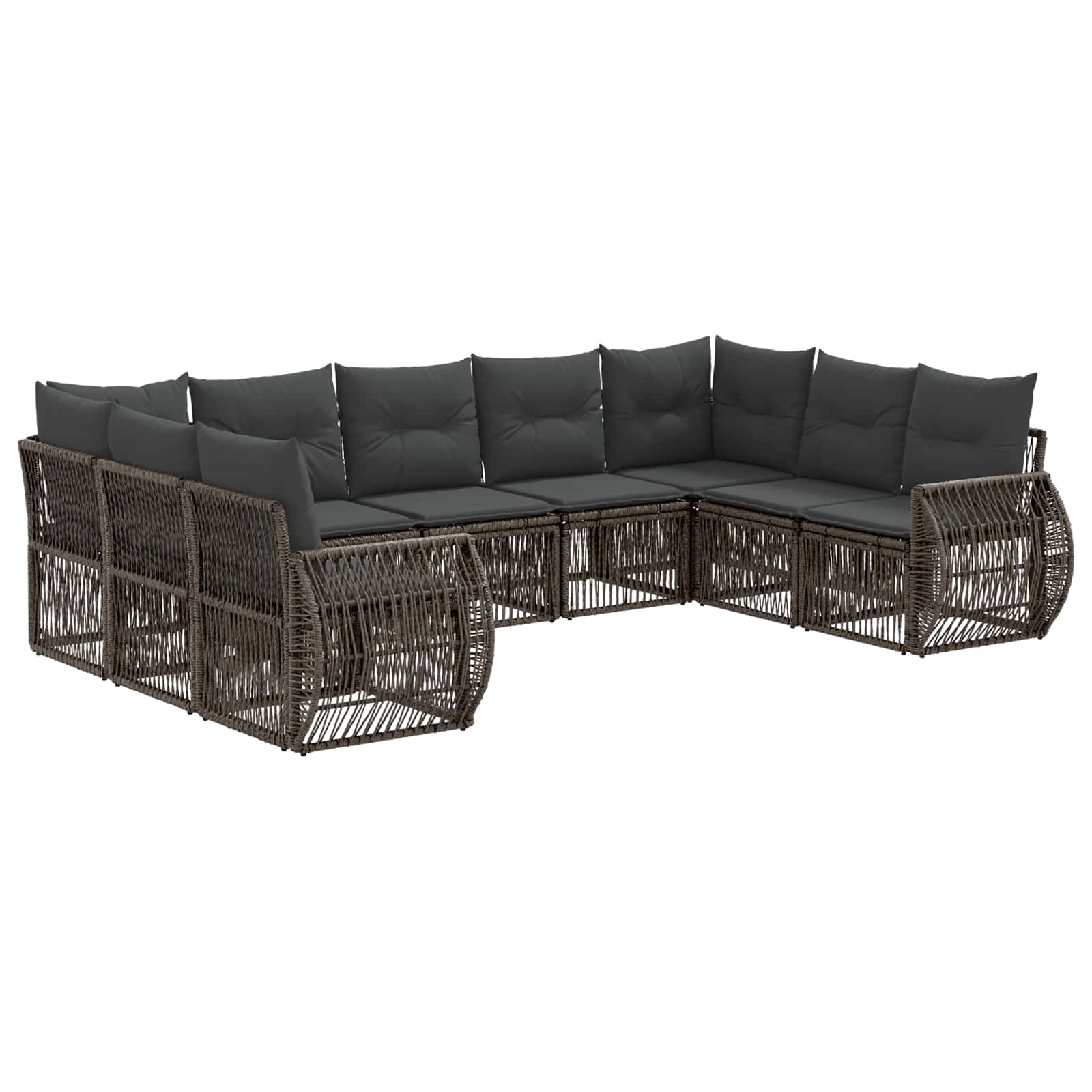 Ensemble de canapé de jardin 9 pcs Gris et Gris foncé polyrotin - XIOS