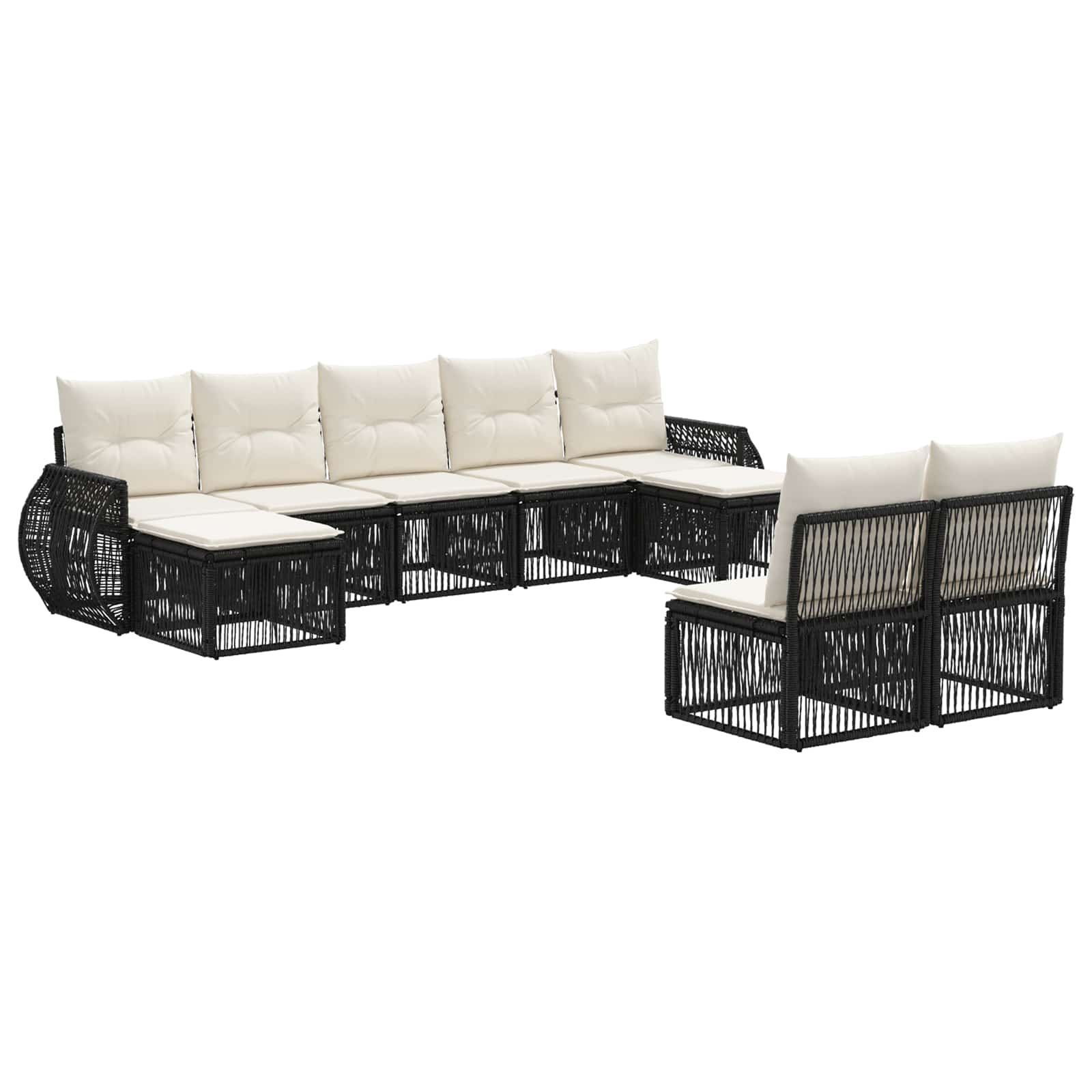 Ensemble de canapé de jardin 9 pcs Noir et blanc crème - XIOS