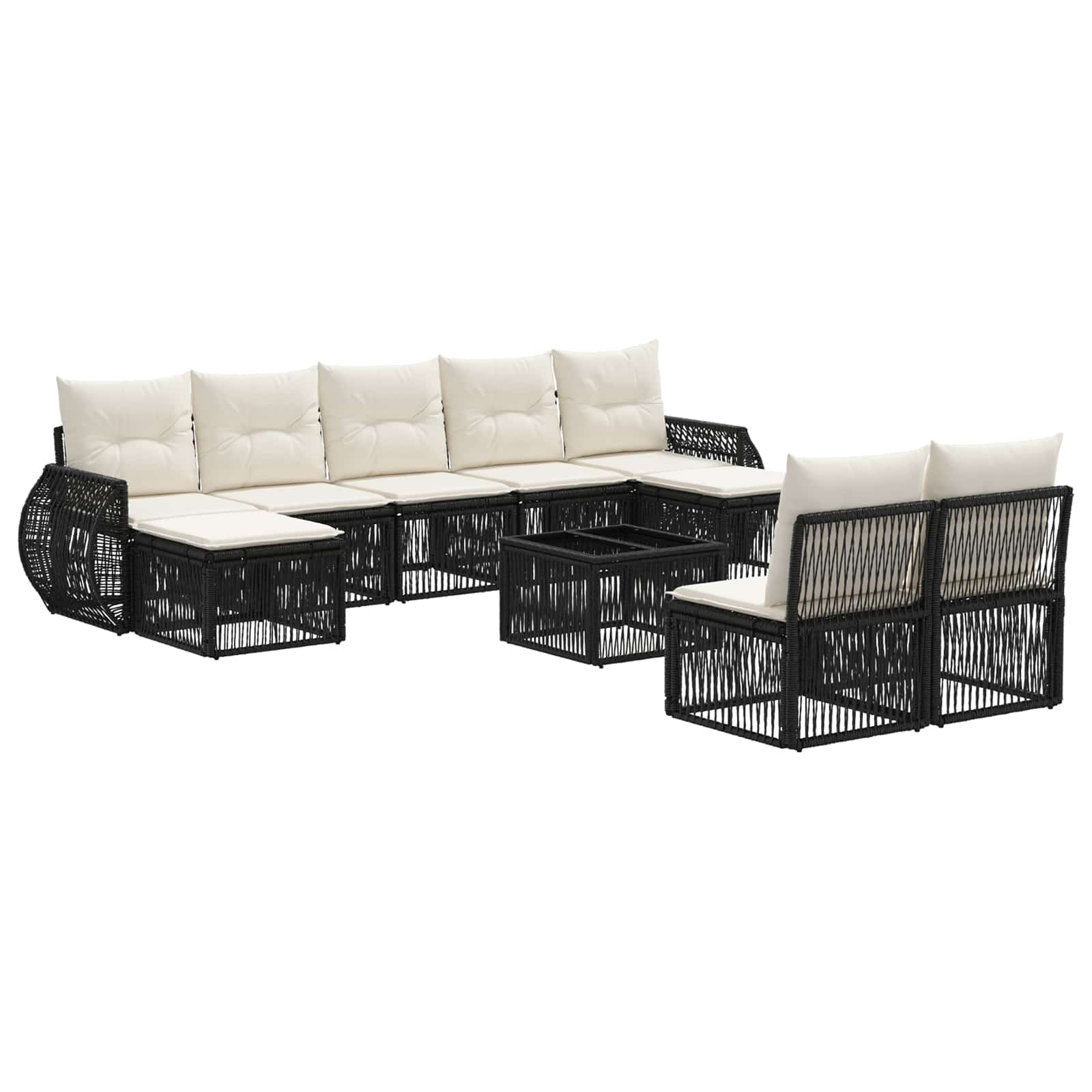 Ensemble de canapé de jardin 10 pcs Noir et blanc crème - XIOS