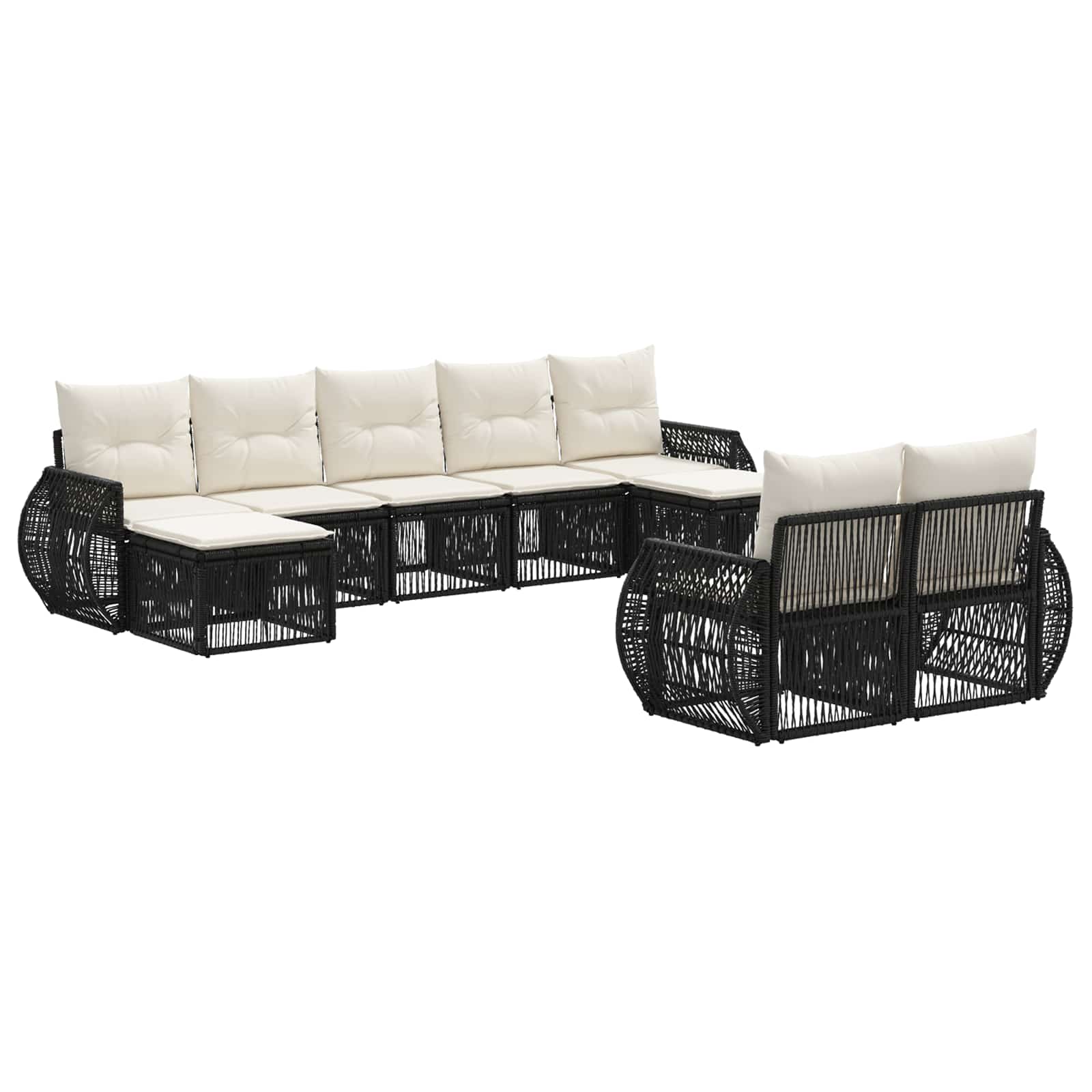Ensemble de canapé de jardin 9 pcs Noir et blanc crème - XIOS