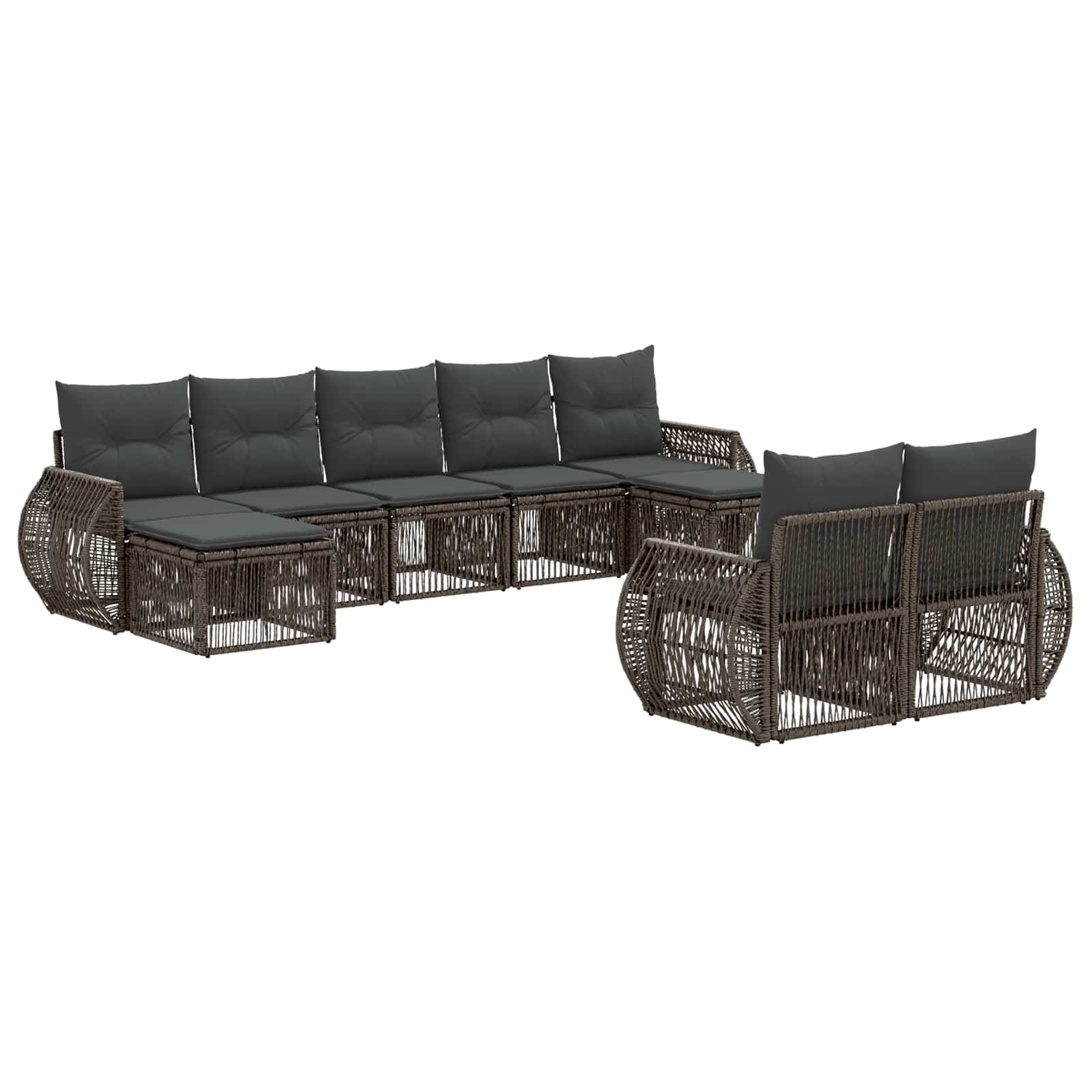 Ensemble de canapé de jardin 9 pcs Gris et Gris foncé polyrotin - XIOS