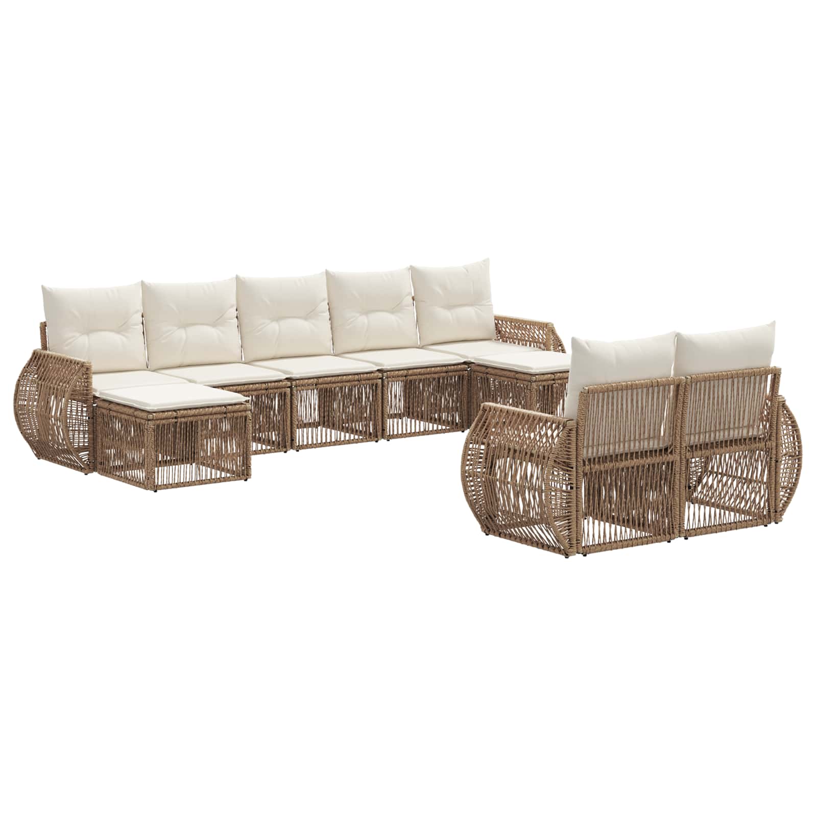 Ensemble de canapé de jardin 9 pcs Beige et blanc crème - XIOS