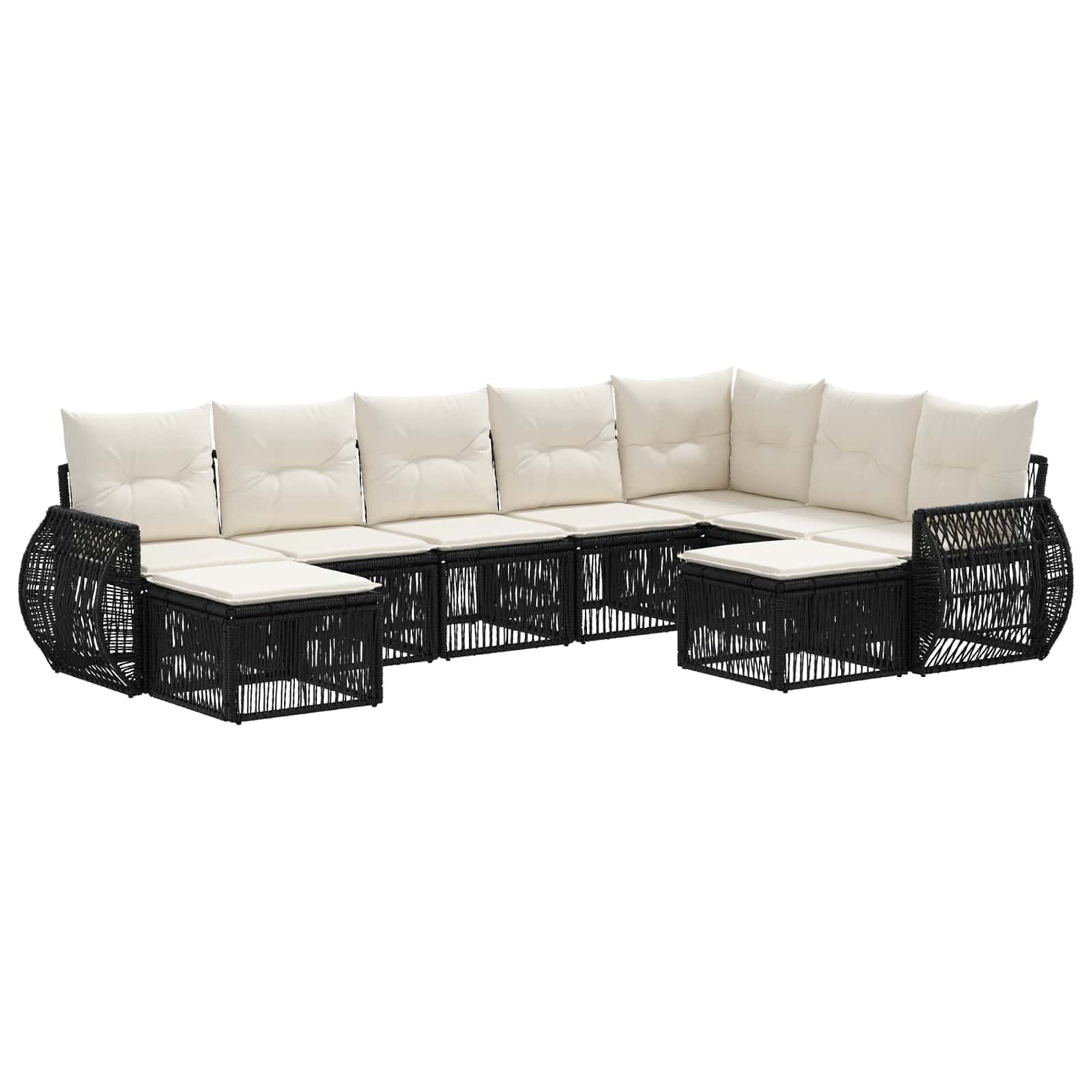 Ensemble de canapé de jardin 9 pcs Noir polyrotin - XIOS