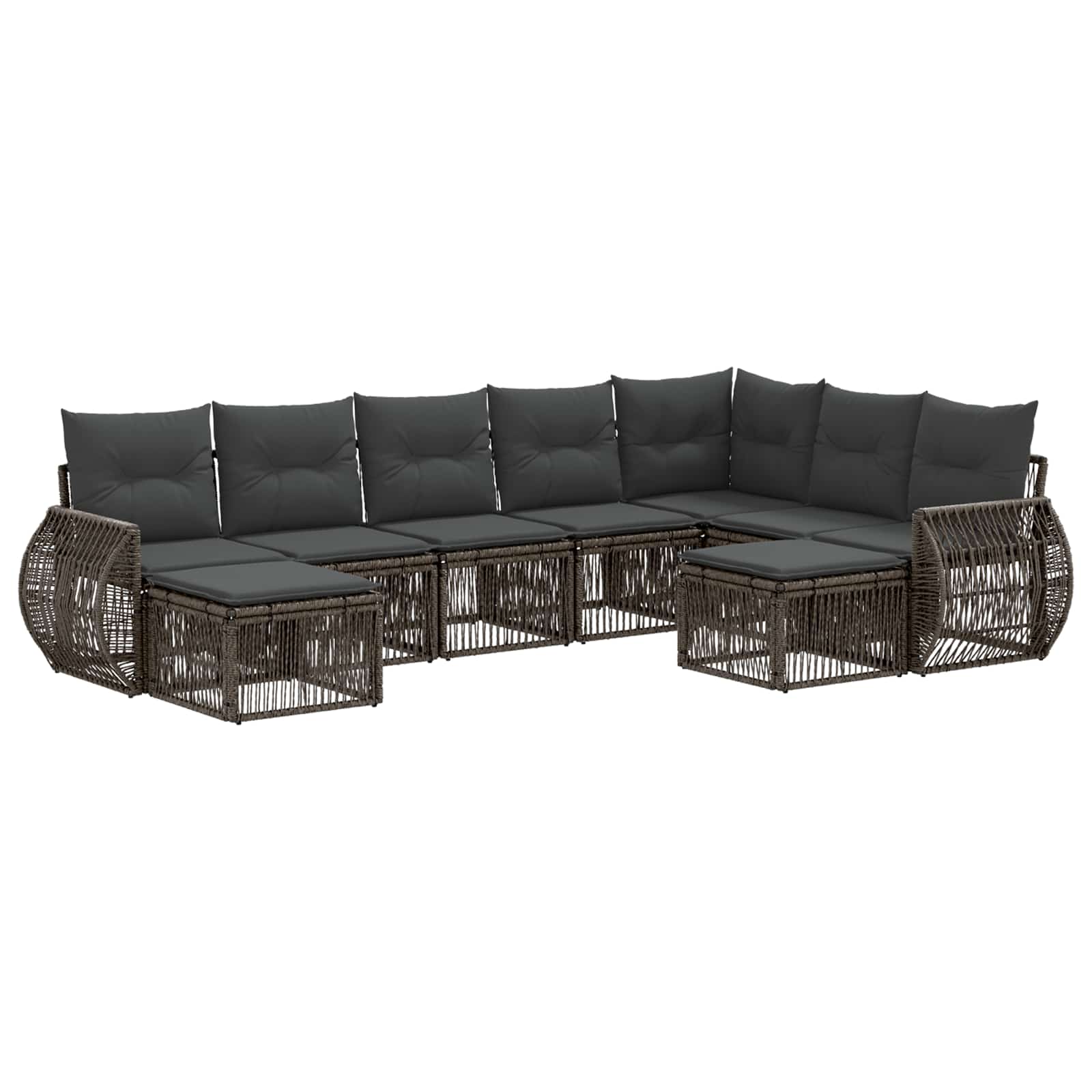 Ensemble de canapé de jardin 9 pcs Gris polyrotin - XIOS