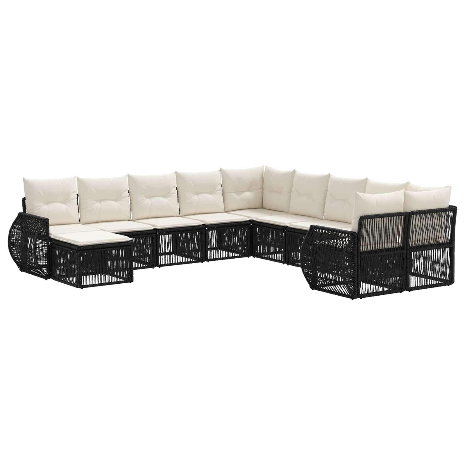 Ensemble de canapé de jardin 11 pcs Noir polyrotin - XIOS