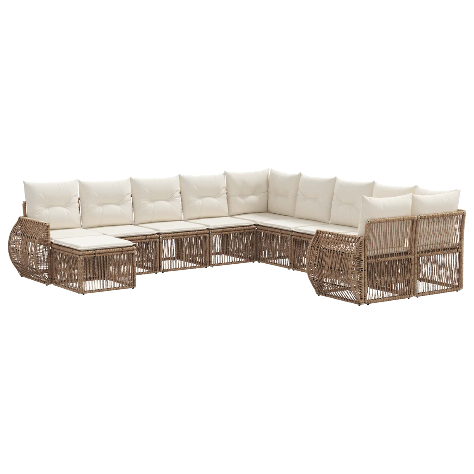 Ensemble de canapé de jardin 11 pcs Beige polyrotin - XIOS
