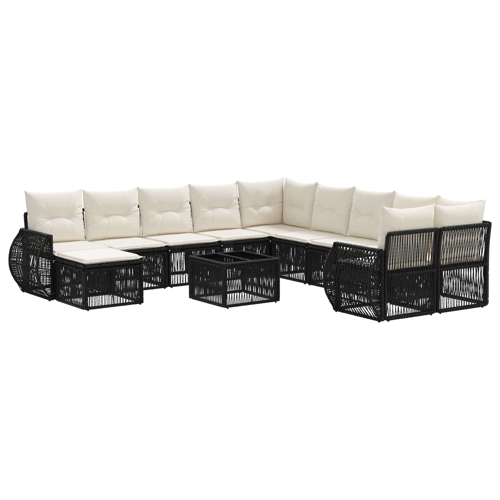 Ensemble de canapé de jardin 12 pcs Noir polyrotin - XIOS