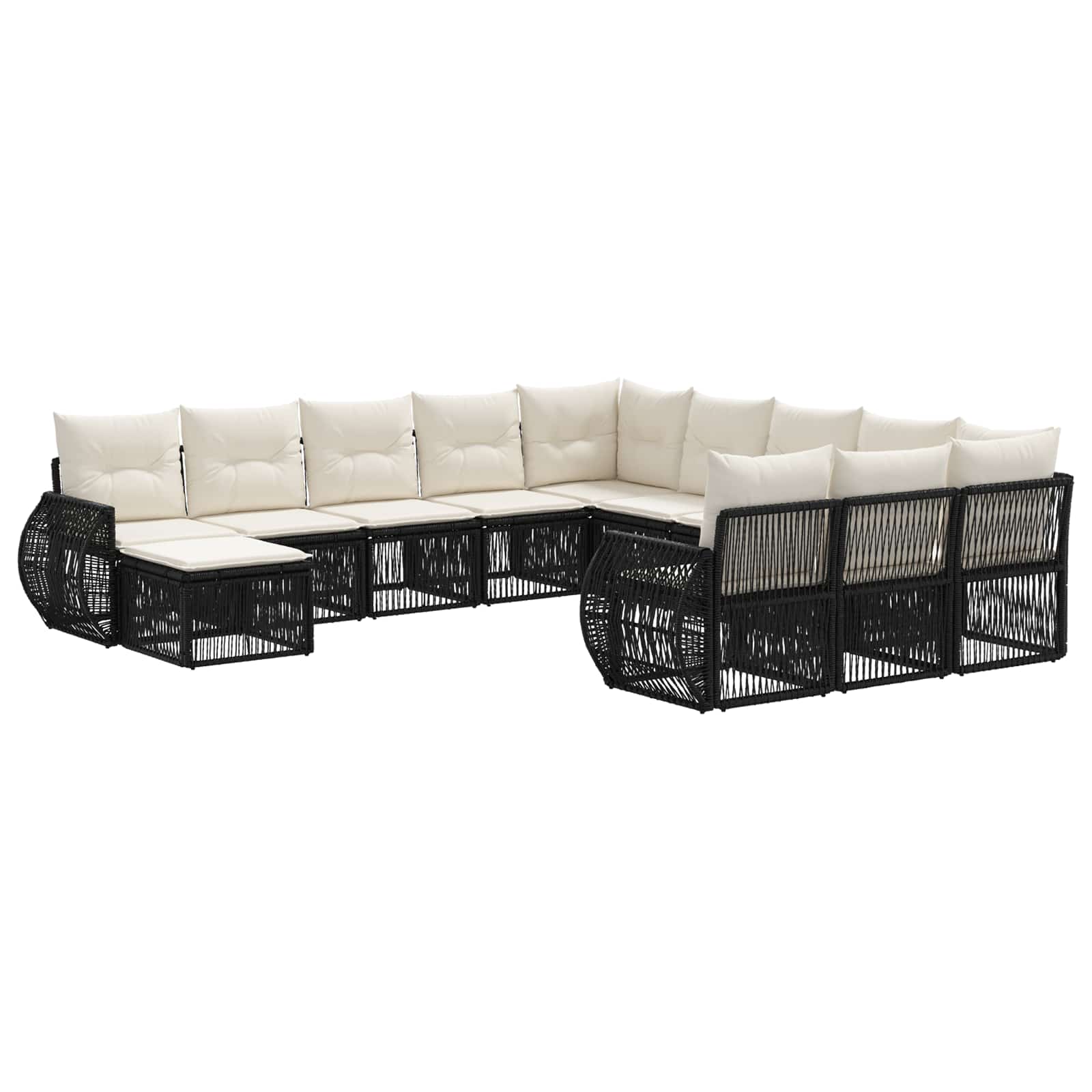 Ensemble de canapé de jardin 12 pcs Noir polyrotin - XIOS