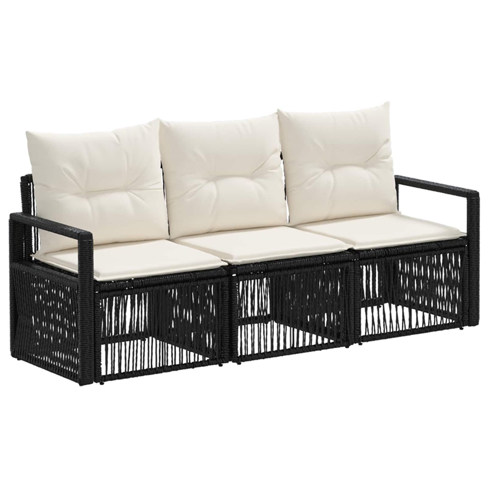 Ensemble de canapé de jardin 3 pcs Noir polyrotin - XIOS