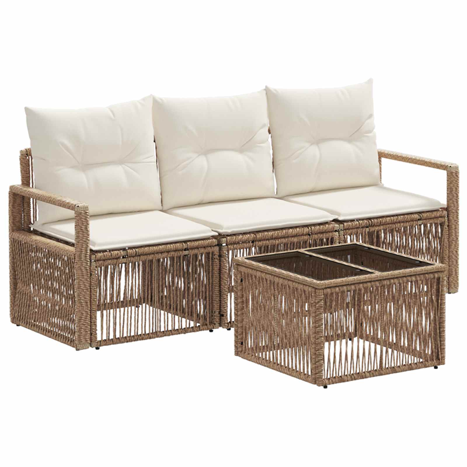 Ensemble de canapé de jardin 4 pcs Beige polyrotin - XIOS