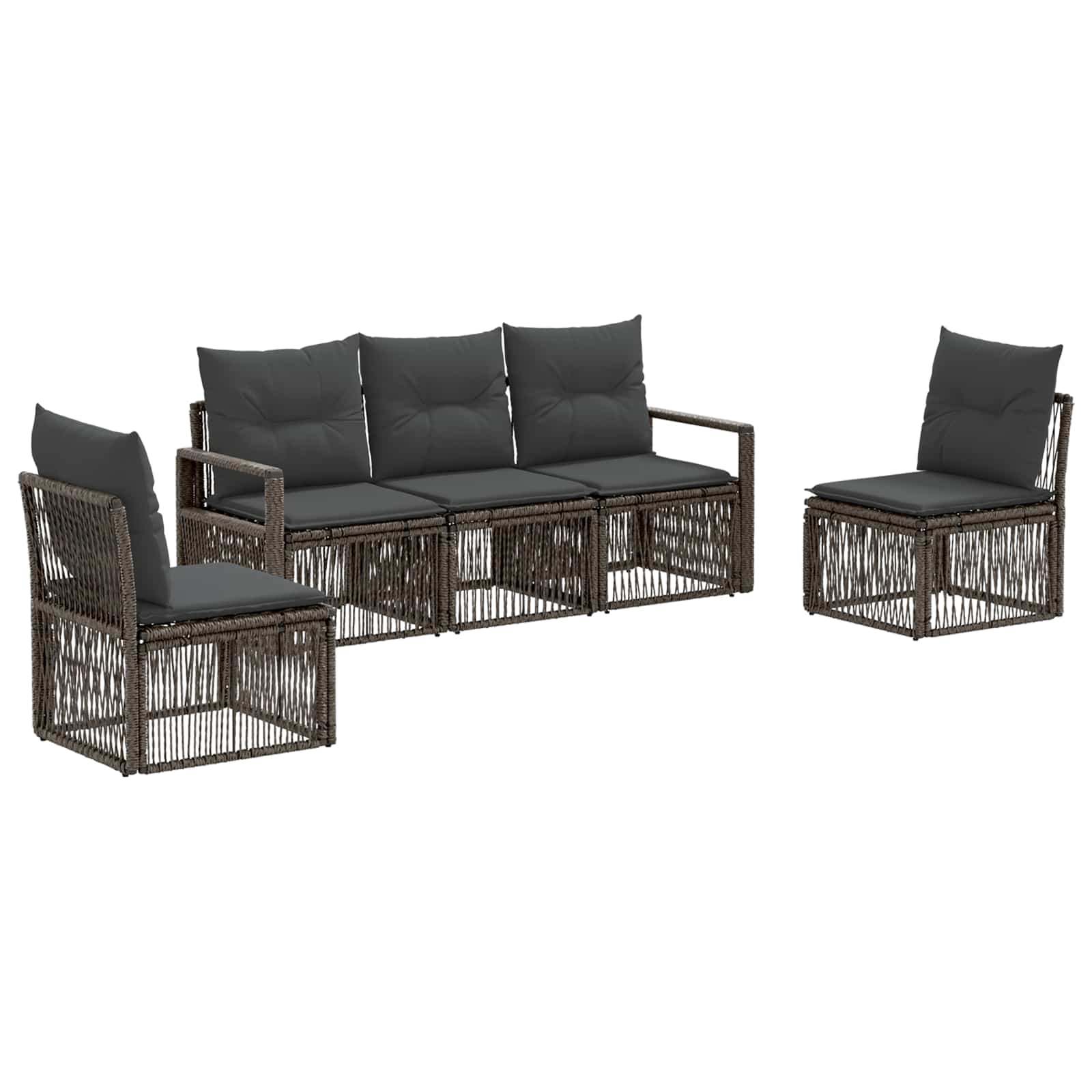 Ensemble de canapé de jardin 5 pcs Gris polyrotin - XIOS