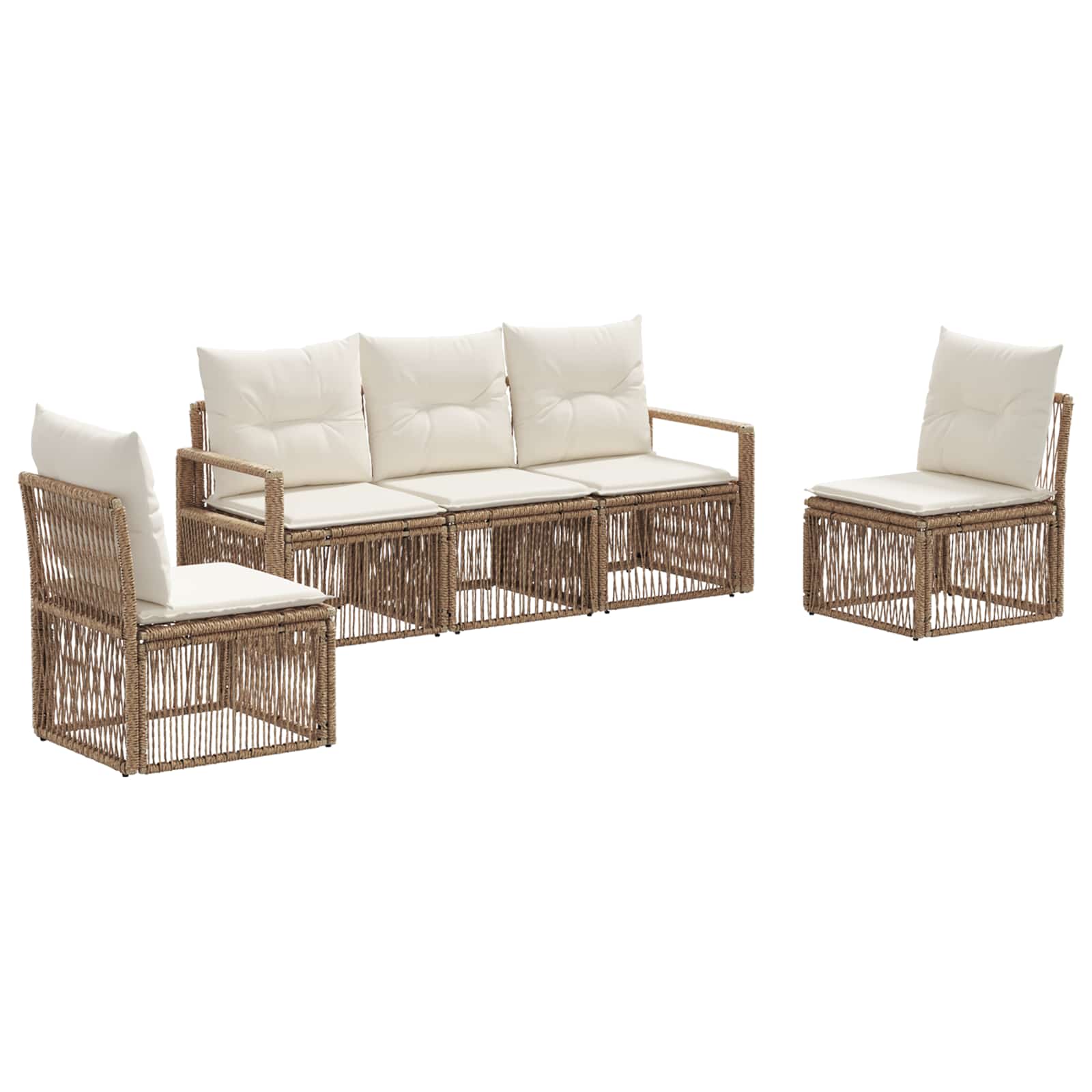 Ensemble de canapé de jardin 5 pcs Beige polyrotin - XIOS