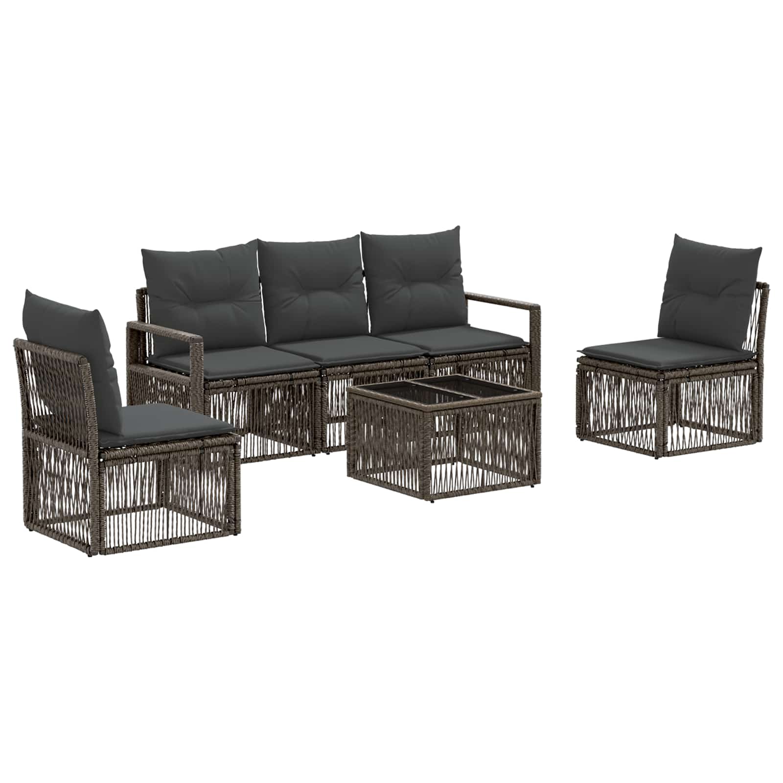 Ensemble de canapé de jardin 6 pcs Gris polyrotin - XIOS