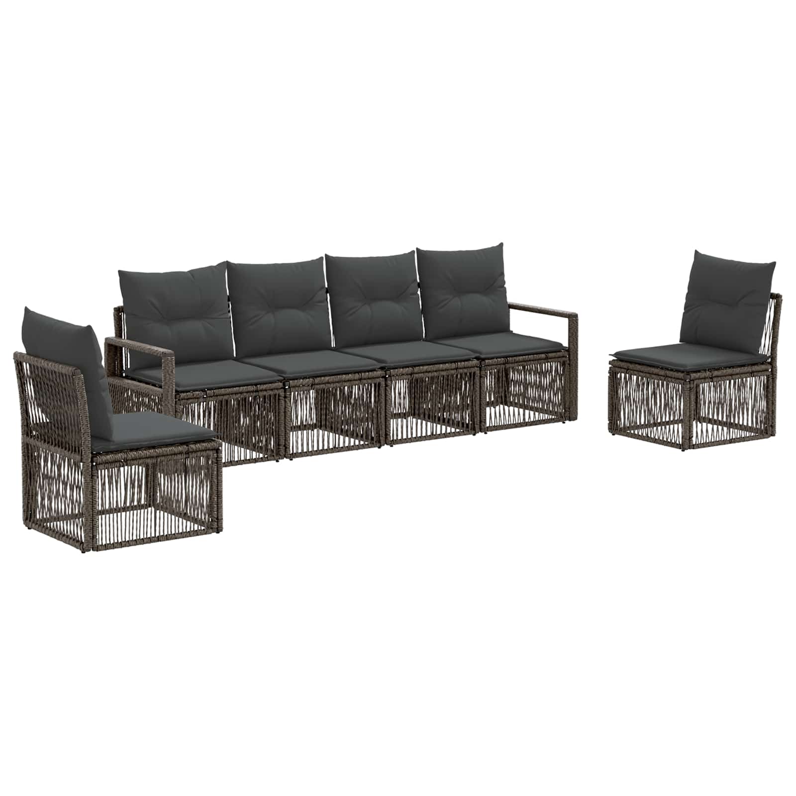 Ensemble de canapé de jardin 6 pcs Gris polyrotin - XIOS