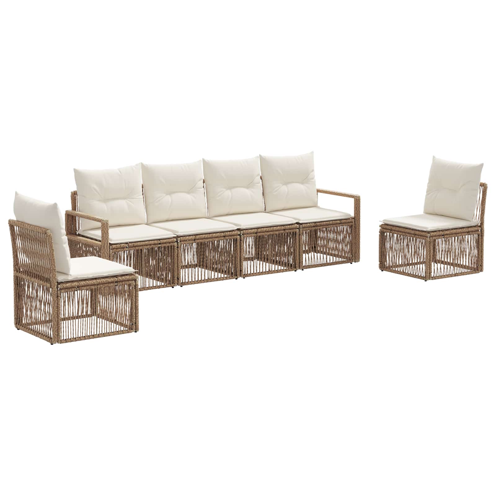 Ensemble de canapé de jardin 6 pcs Beige polyrotin - XIOS