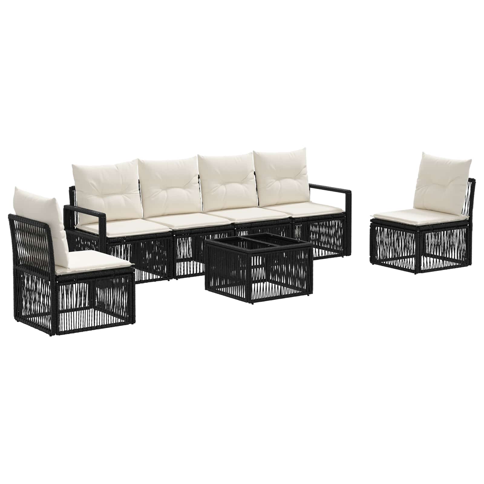 Ensemble de canapé de jardin 7 pcs Noir polyrotin - XIOS