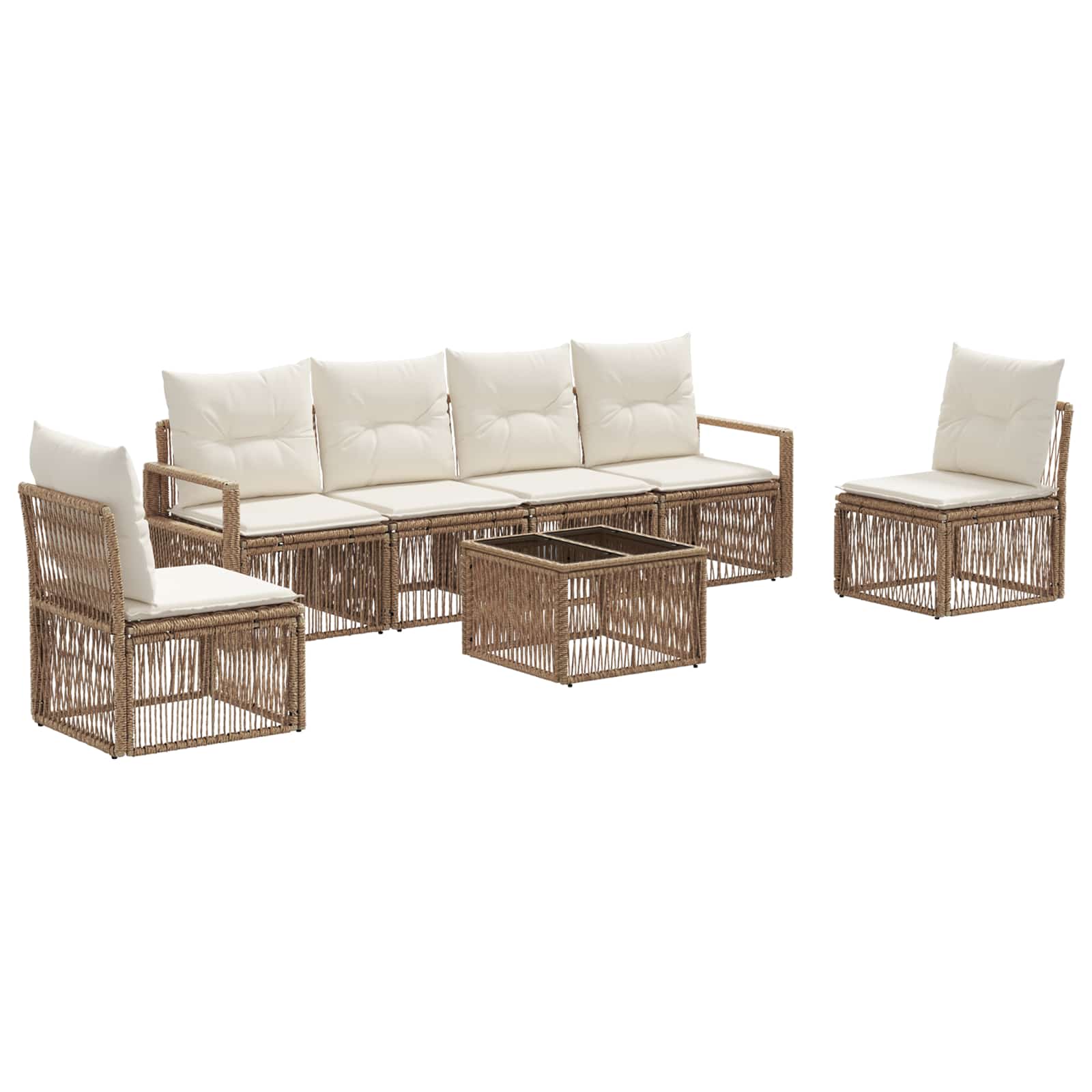 Ensemble de canapé de jardin 7 pcs Beige polyrotin - XIOS