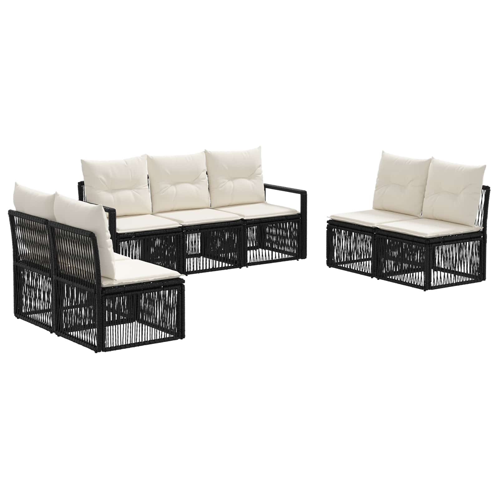 Ensemble de canapé de jardin 7 pcs Noir polyrotin - XIOS