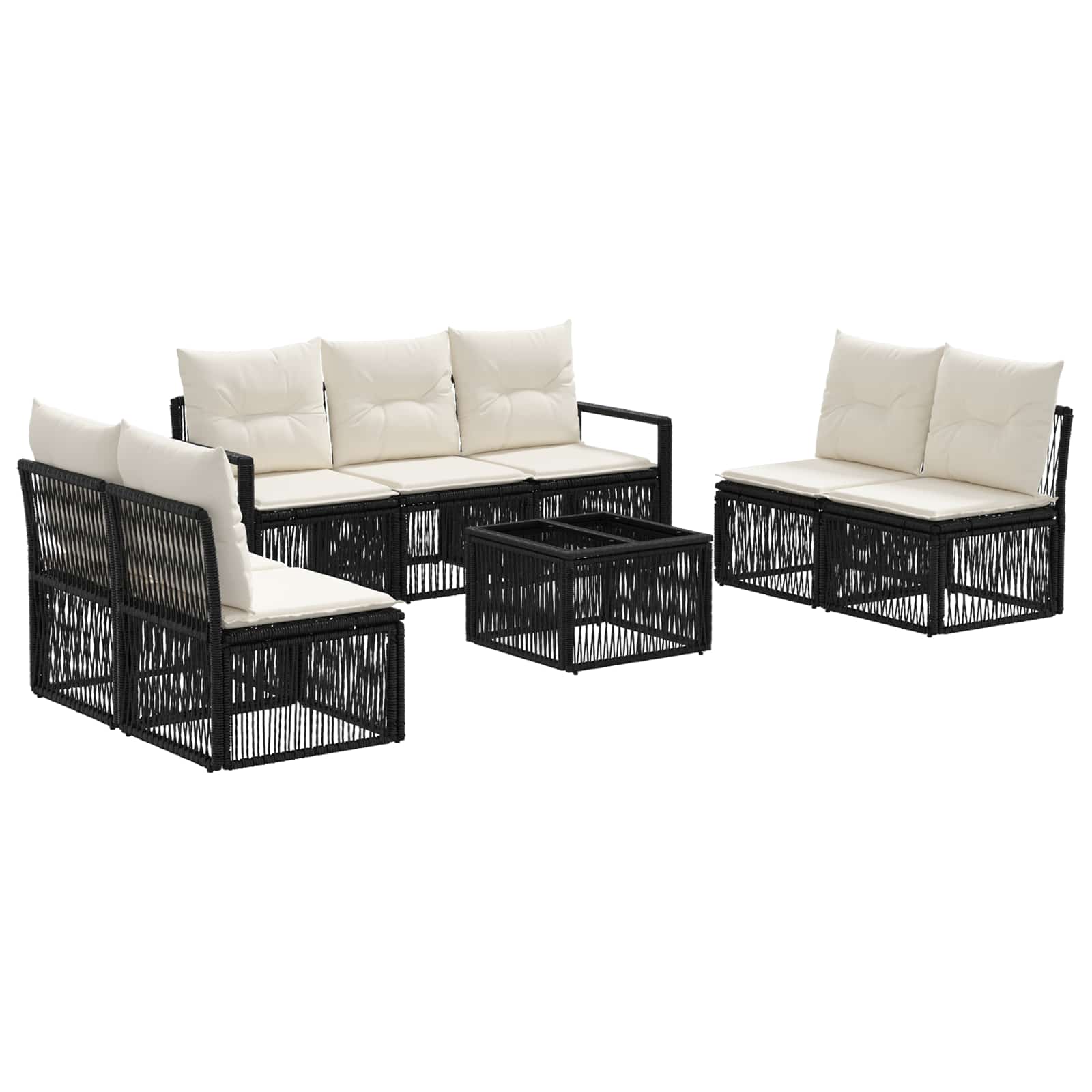 Ensemble de canapé de jardin 8 pcs Noir polyrotin - XIOS