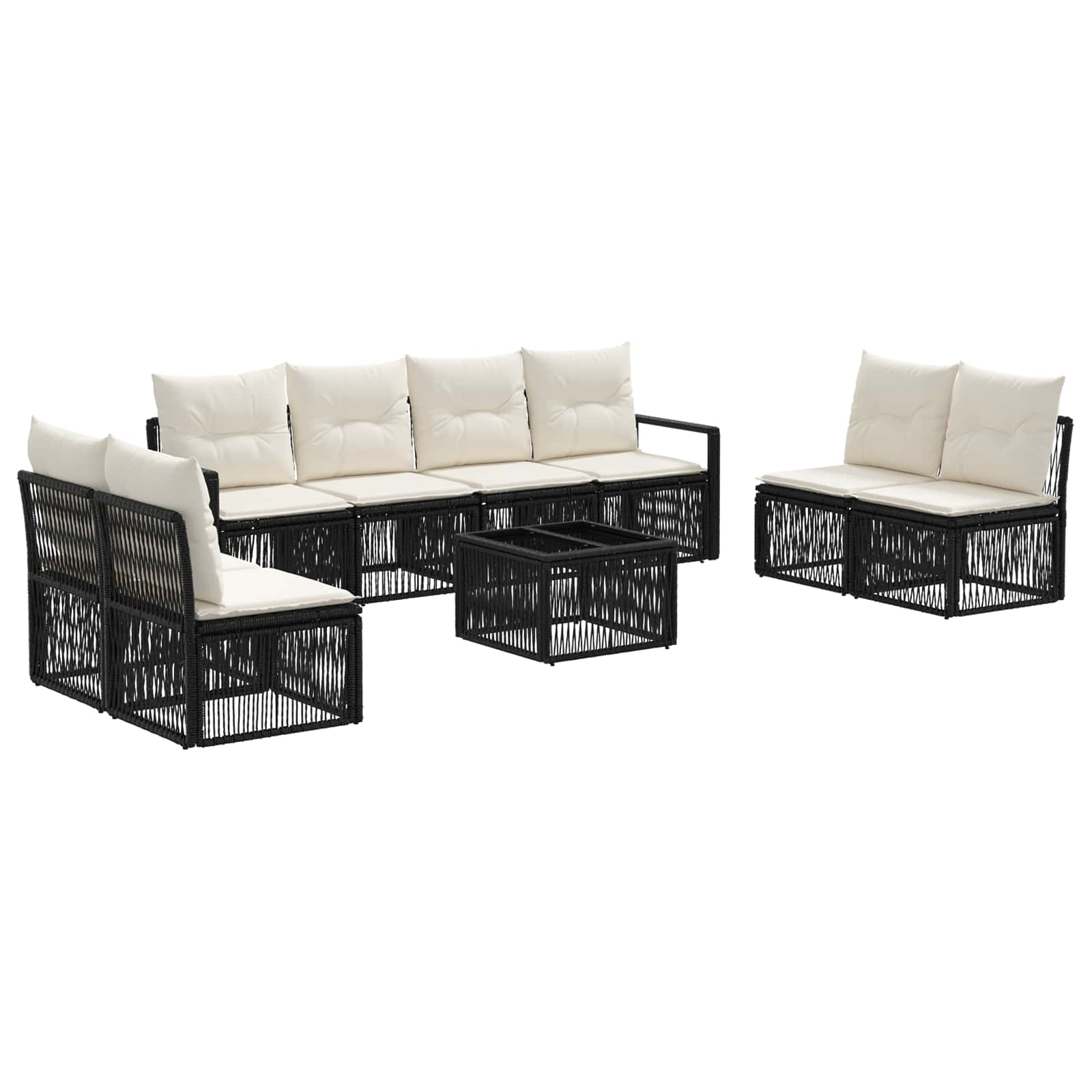 Ensemble de canapé de jardin 9 pcs Noir polyrotin - XIOS