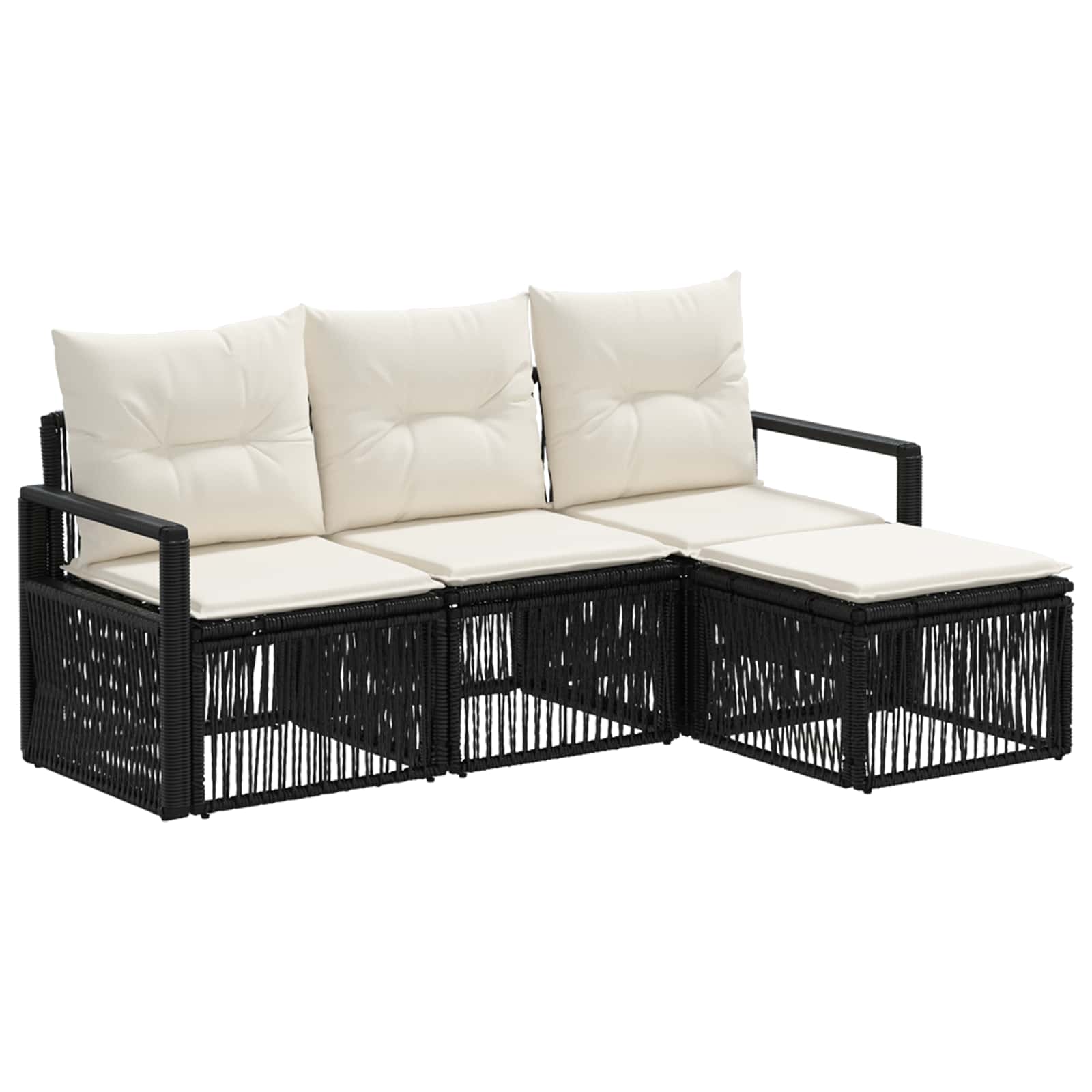 Ensemble de canapé de jardin 4 pcs Noir polyrotin - XIOS