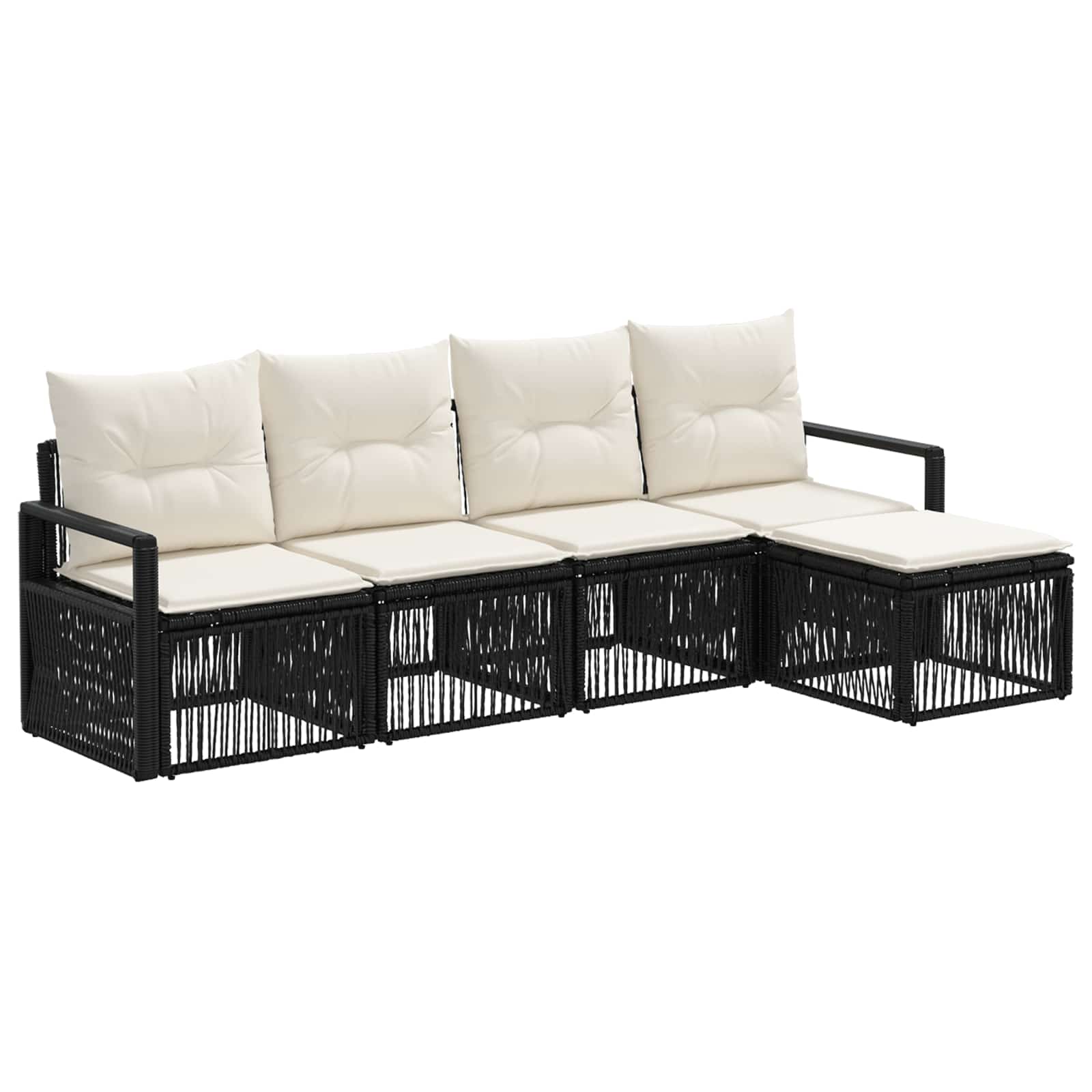 Ensemble de canapé de jardin 4 pcs Noir polyrotin - XIOS