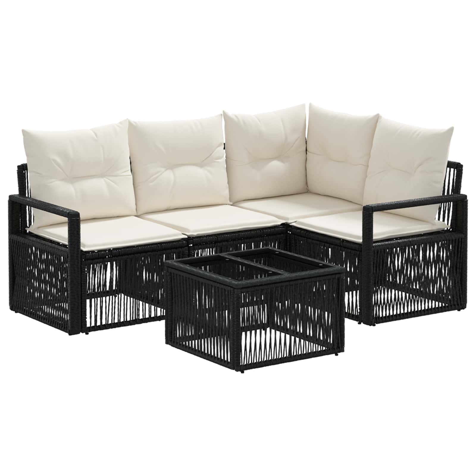 Ensemble de canapé de jardin 5 pcs Noir polyrotin - XIOS