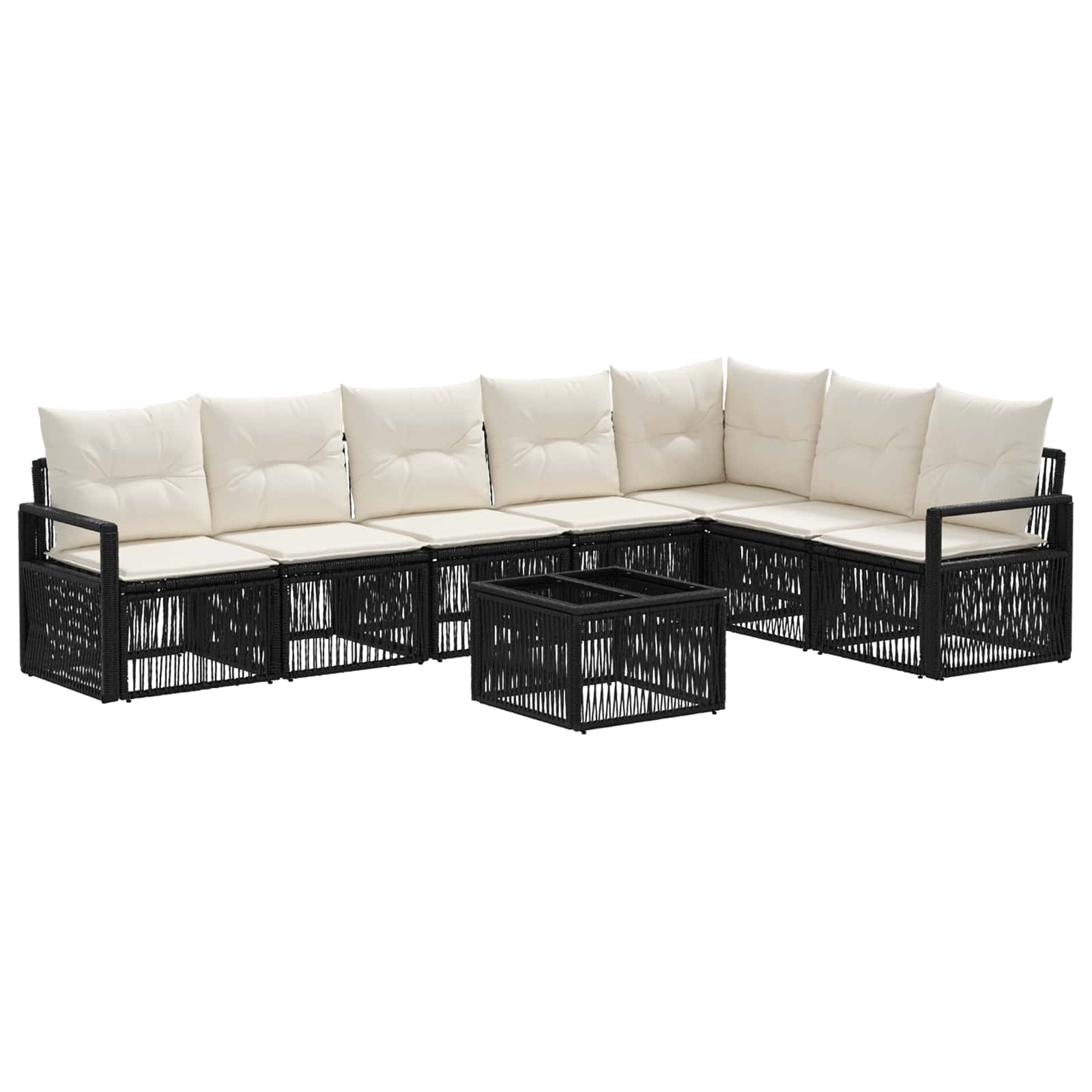 Ensemble de canapé de jardin 8 pcs Noir polyrotin - XIOS