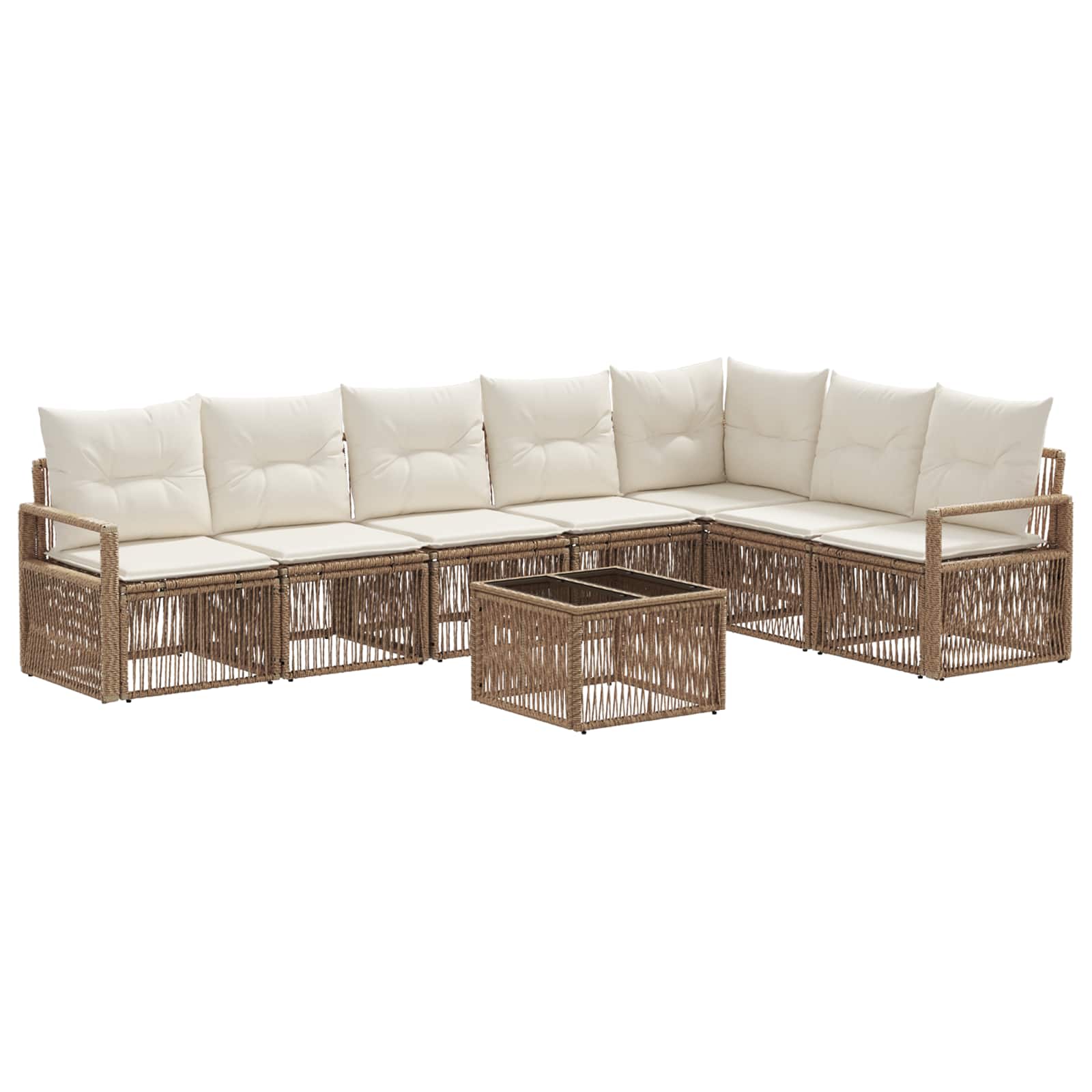 Ensemble de canapé de jardin 8 pcs Beige polyrotin - XIOS
