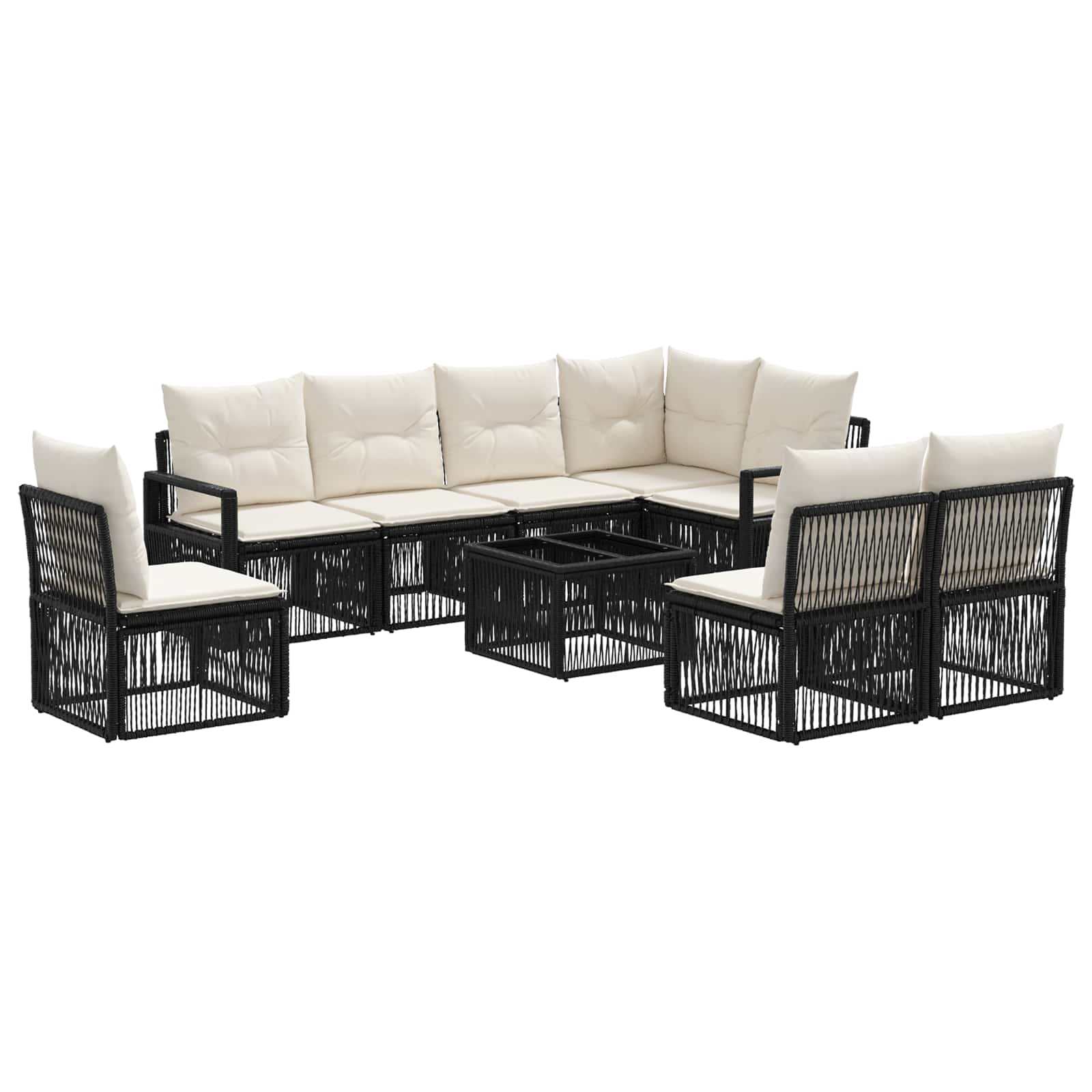 Ensemble de canapé de jardin 9 pcs Noir polyrotin - XIOS