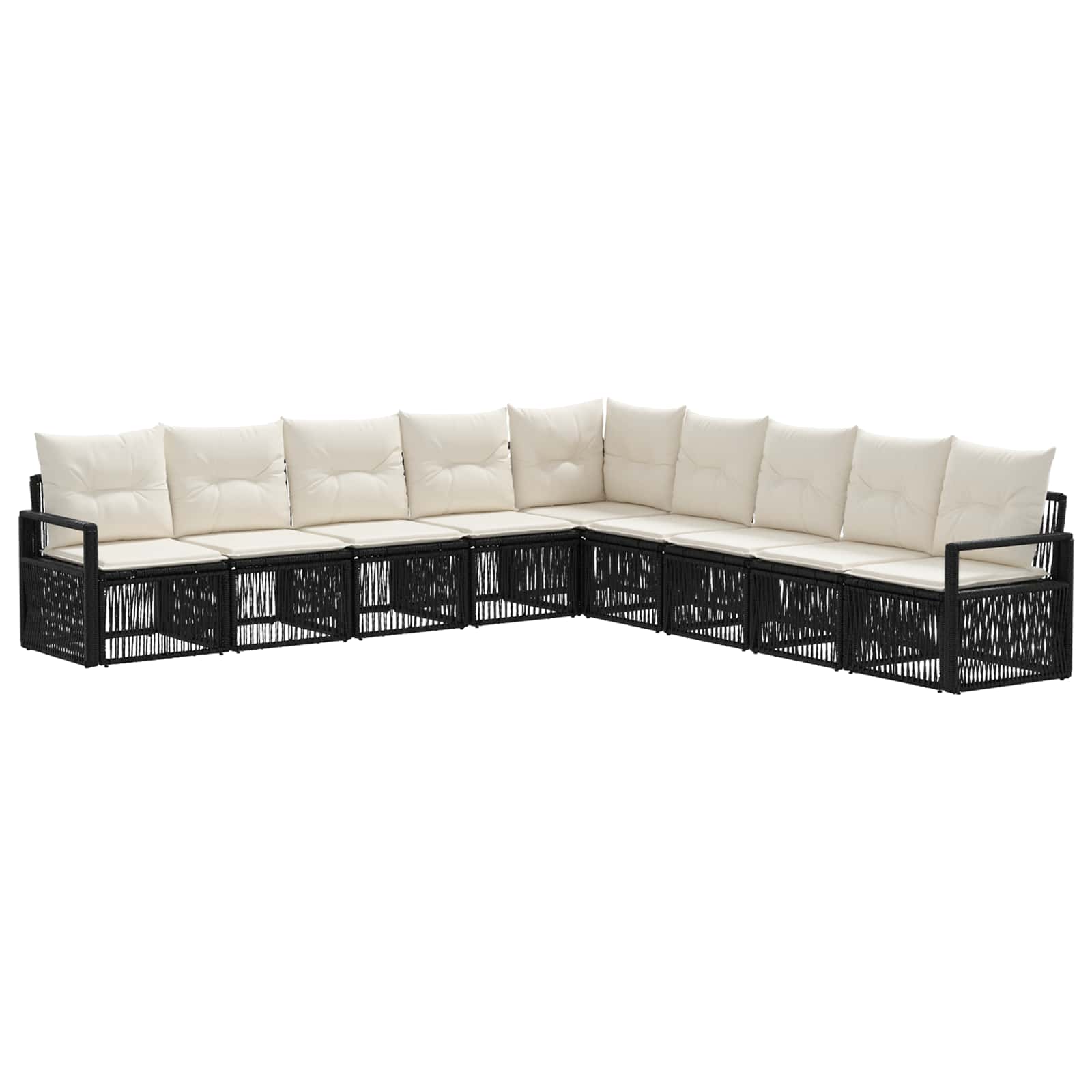 Ensemble de canapé de jardin 9 pcs Noir polyrotin - XIOS