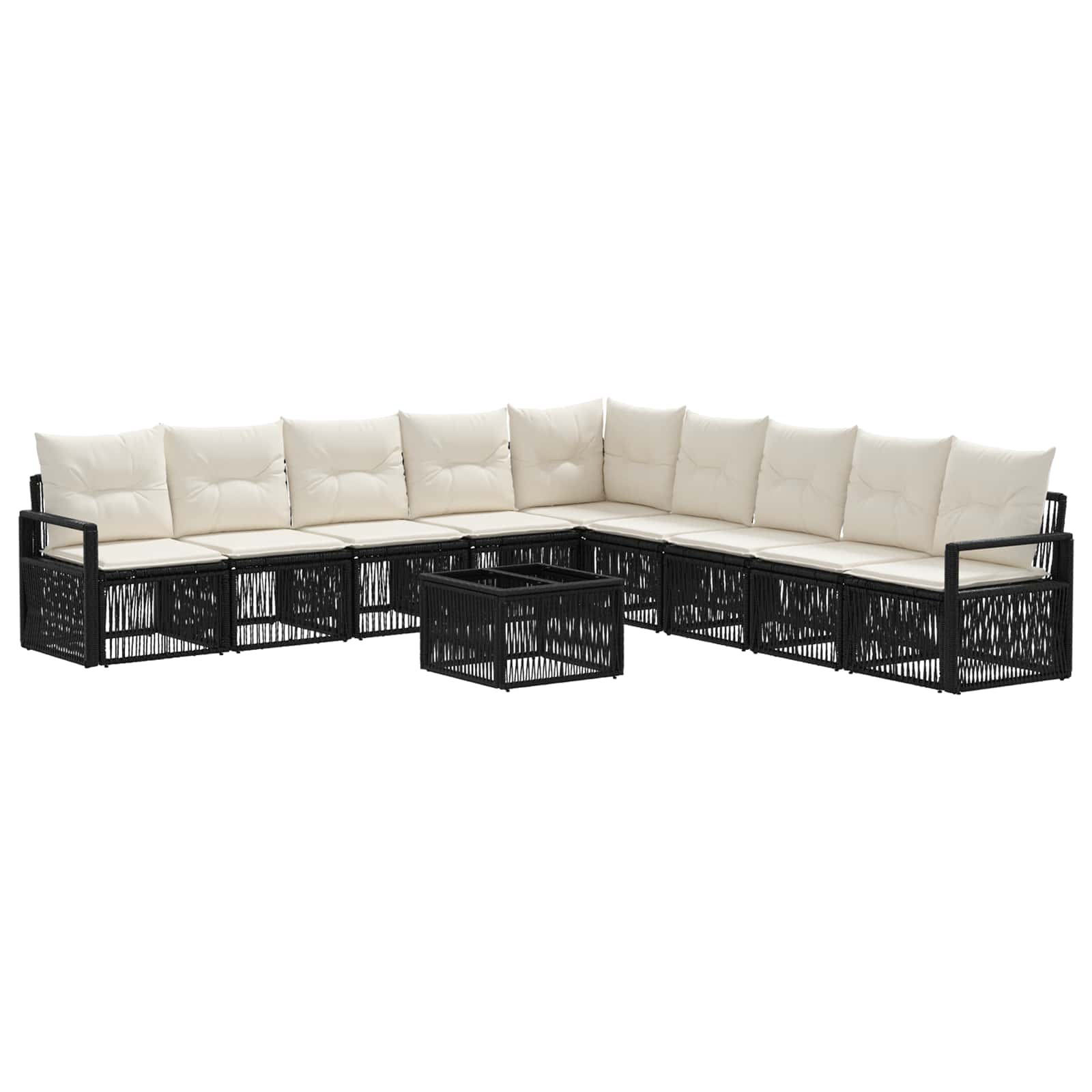 Ensemble de canapé de jardin 10 pcs Noir polyrotin - XIOS