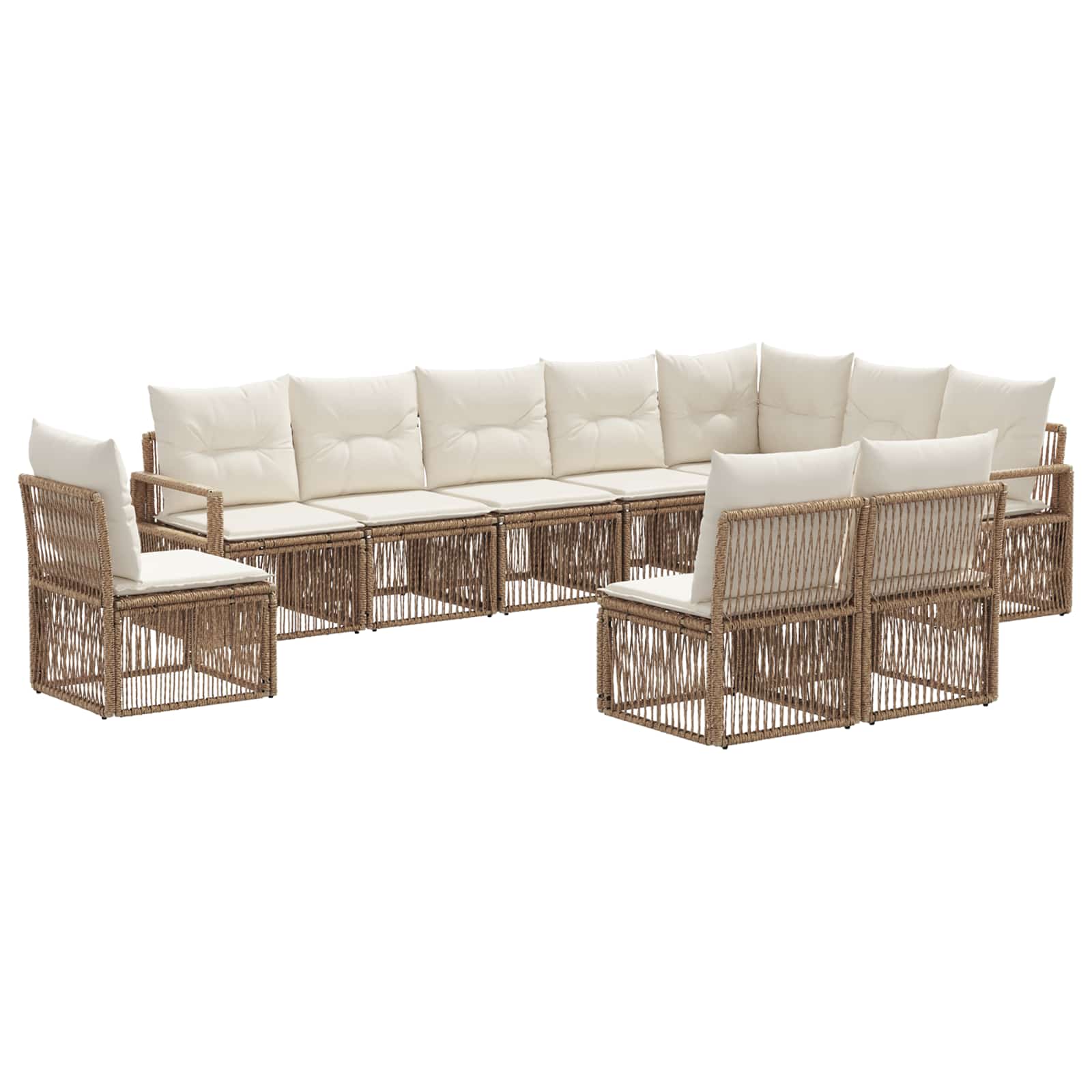 Ensemble de canapé de jardin 10 pcs Beige polyrotin - XIOS