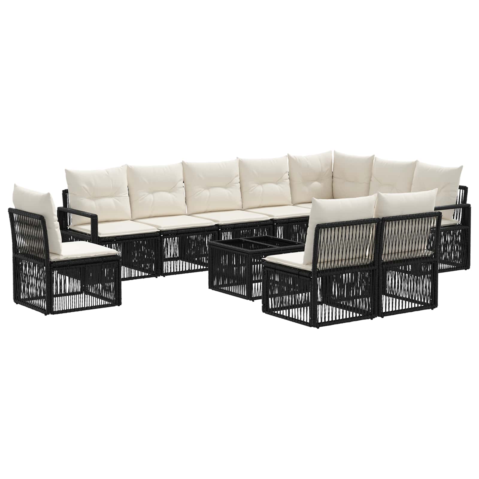 Ensemble de canapé de jardin 11 pcs Noir polyrotin - XIOS