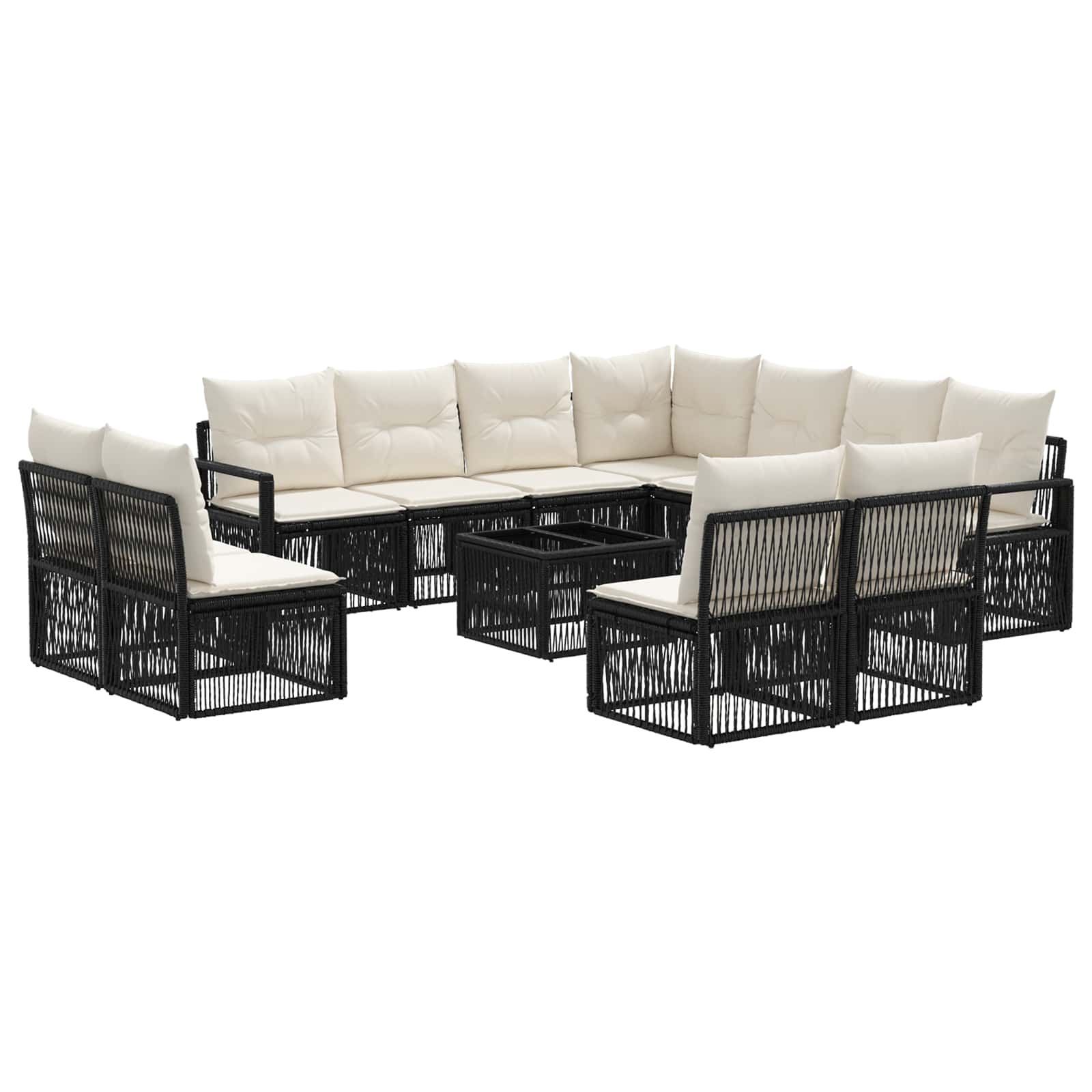 Ensemble de canapé de jardin 12 pcs Noir polyrotin - XIOS