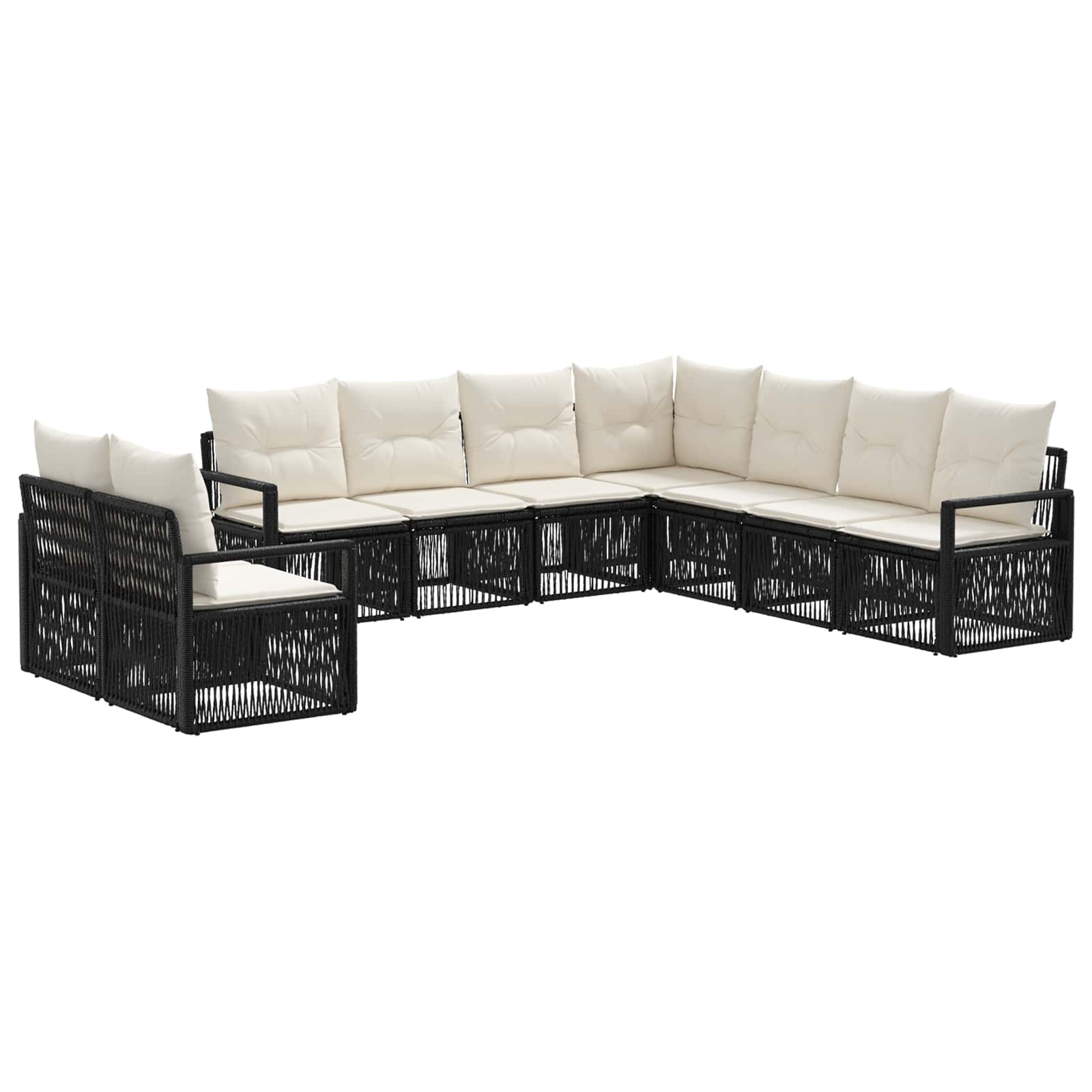 Ensemble de canapé de jardin 9 pcs Noir polyrotin - XIOS