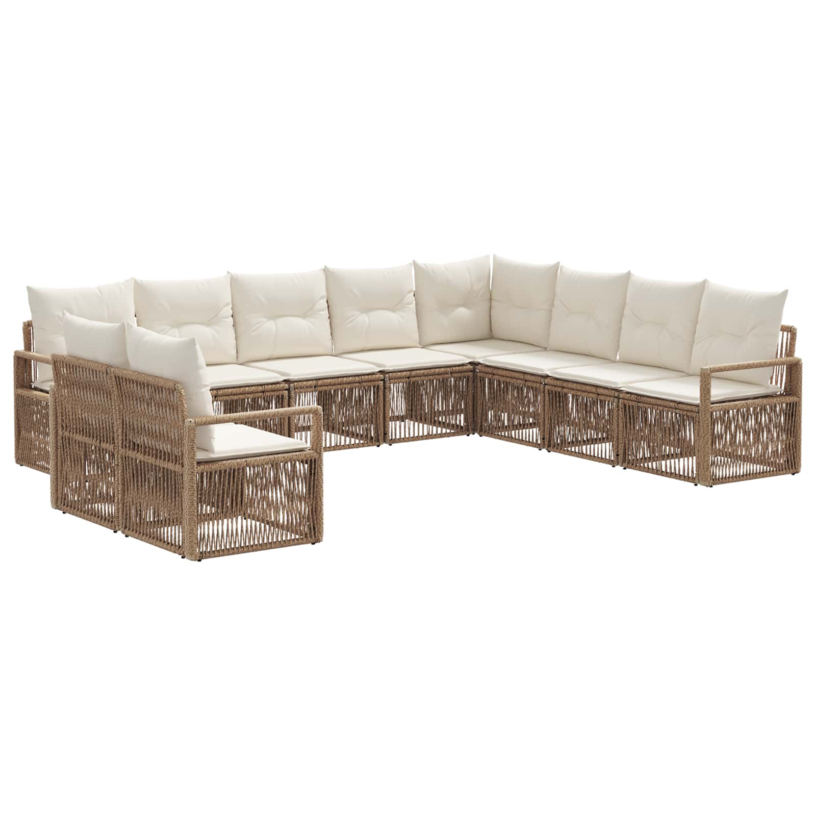 Ensemble de canapé de jardin 10 pcs Beige polyrotin - XIOS