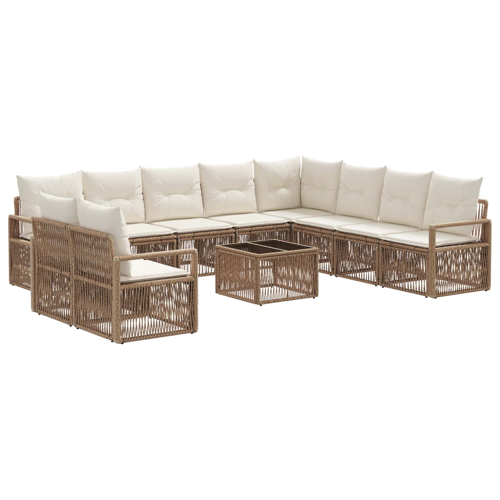 Ensemble de canapé de jardin 11 pcs Beige polyrotin - XIOS
