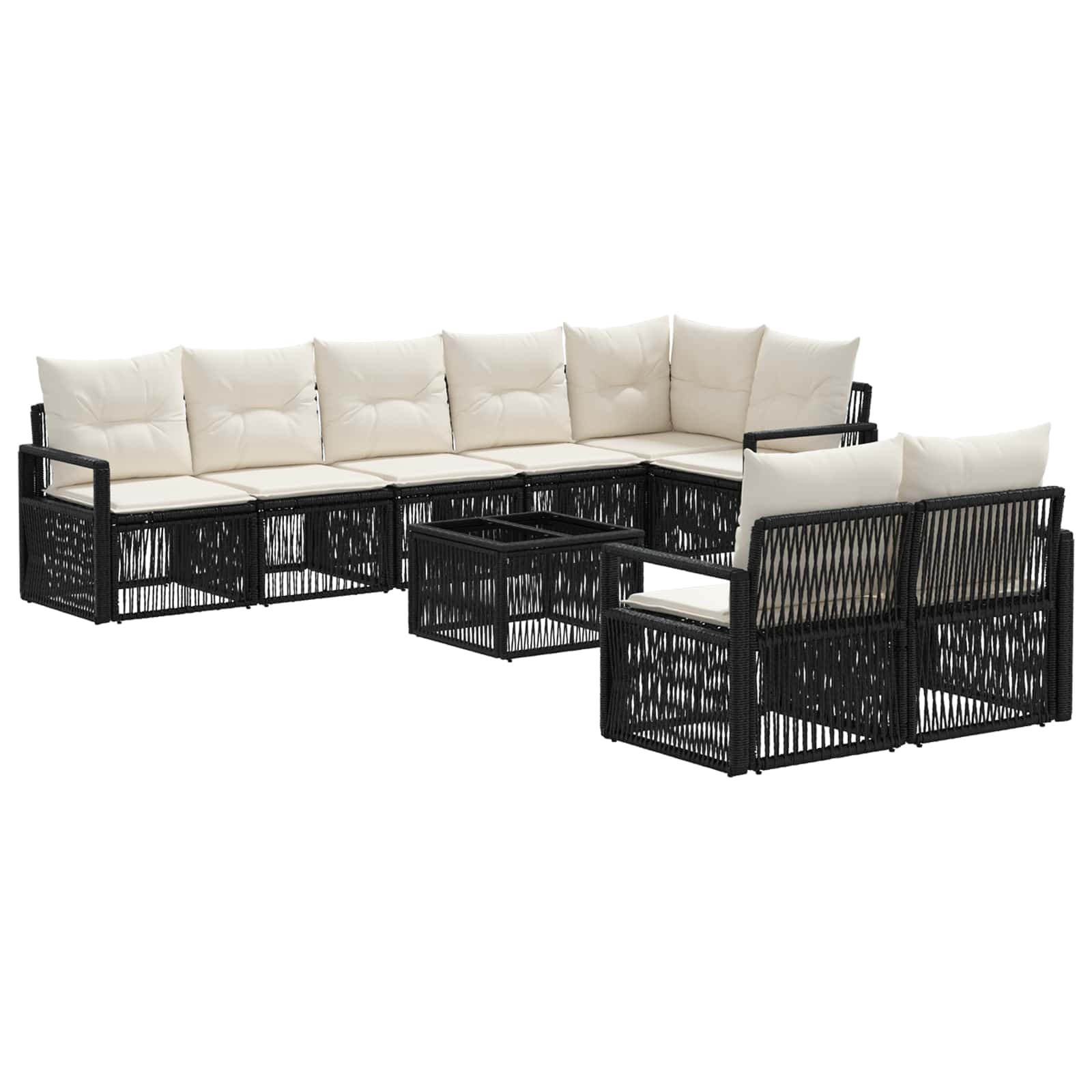 Ensemble de canapé de jardin 9 pcs Noir polyrotin - XIOS