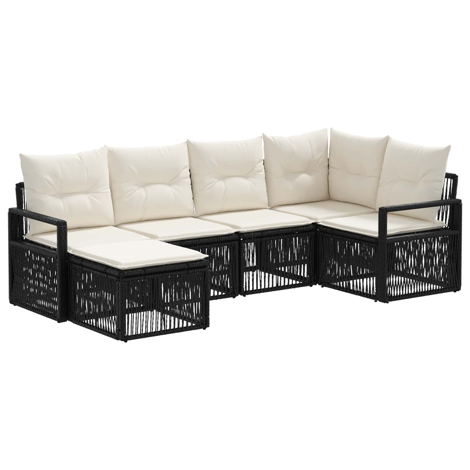 Ensemble de canapé de jardin 6 pcs Noir polyrotin - XIOS