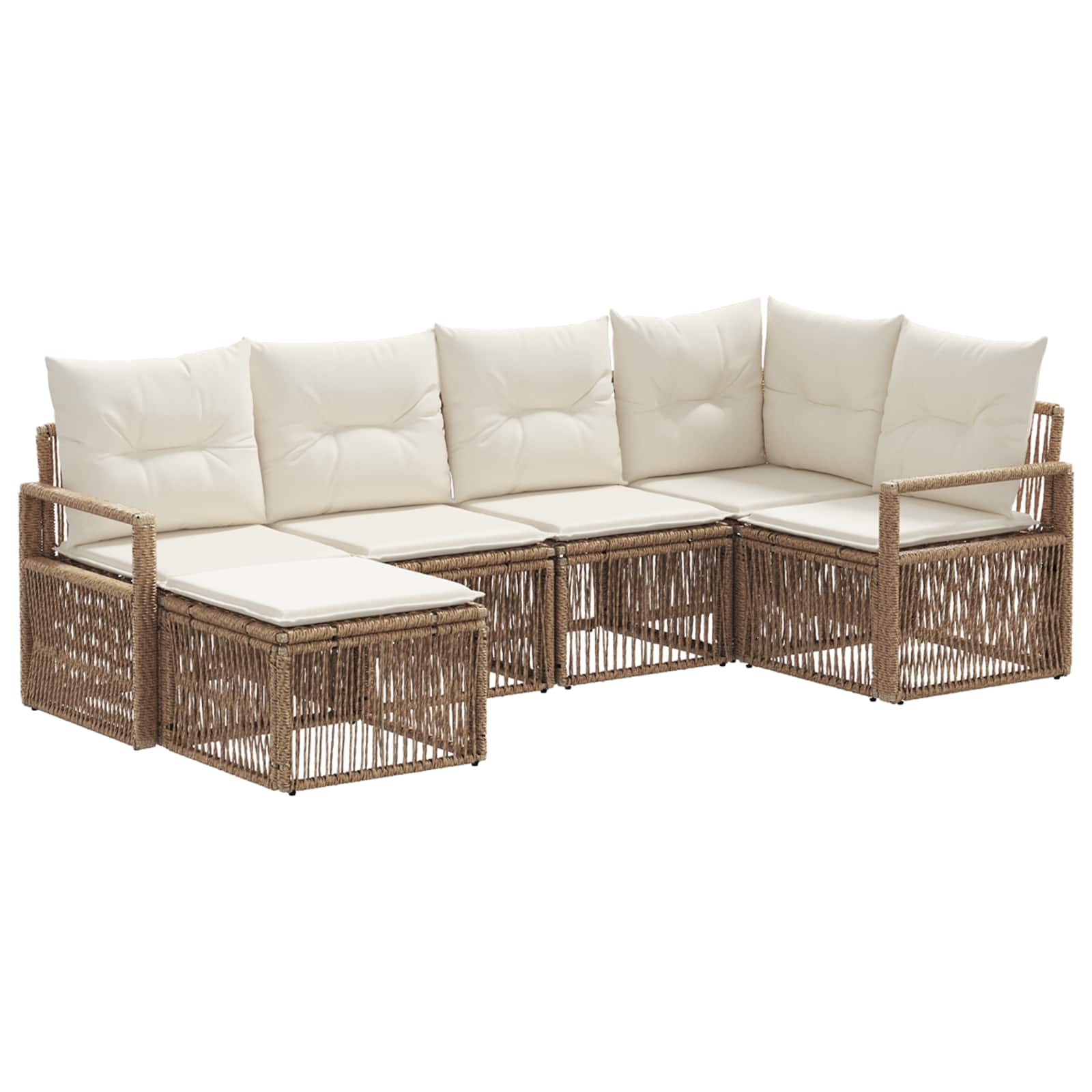Ensemble de canapé de jardin 6 pcs Beige polyrotin - XIOS