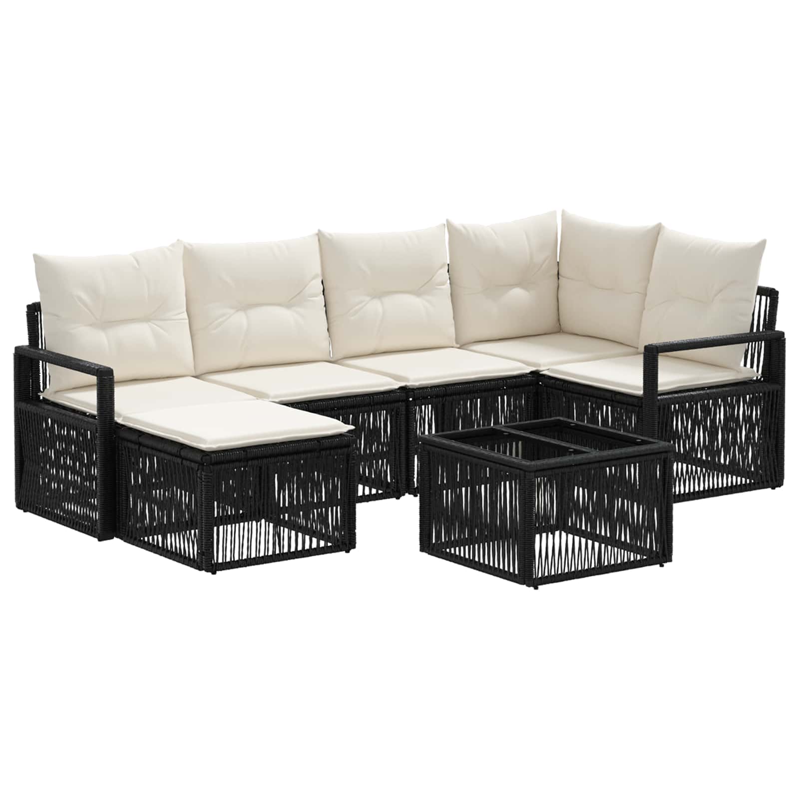 Ensemble de canapé de jardin 7 pcs Noir polyrotin - XIOS