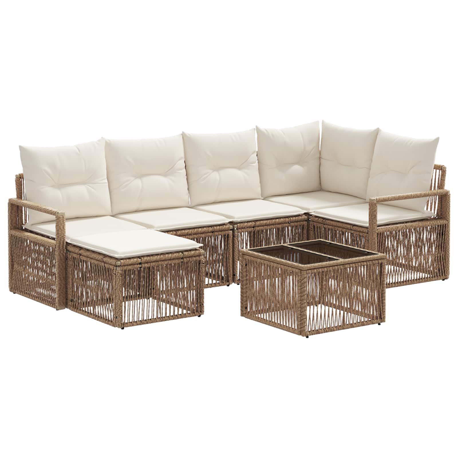 Ensemble de canapé de jardin 7 pcs Beige polyrotin - XIOS