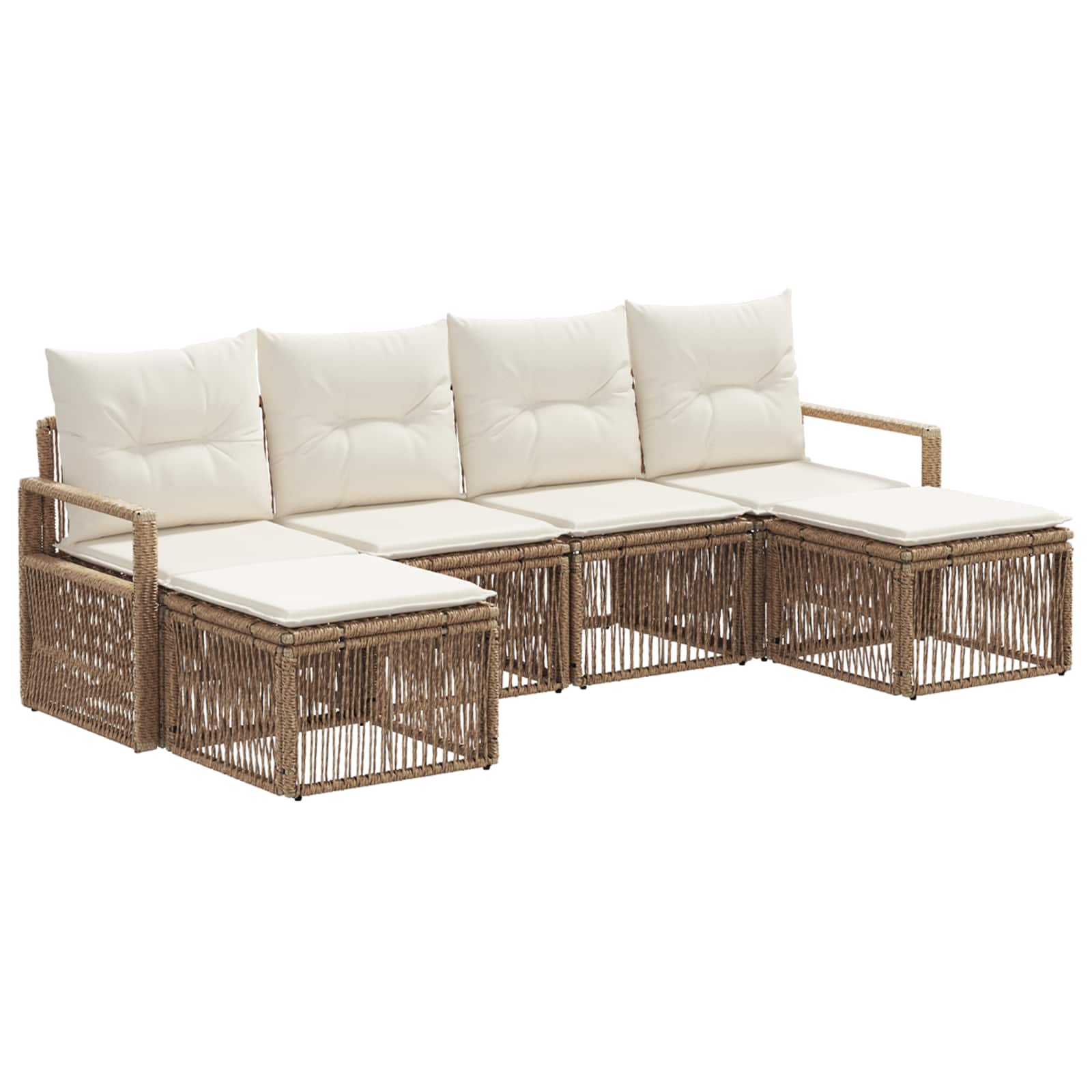 Ensemble de canapé de jardin 6 pcs Beige polyrotin - XIOS