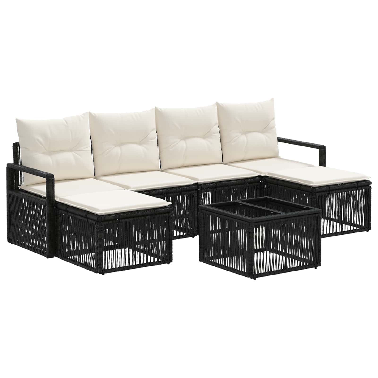 Ensemble de canapé de jardin 7 pcs Noir polyrotin - XIOS