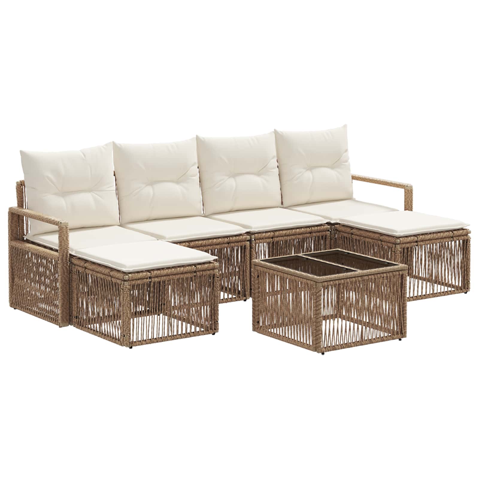 Ensemble de canapé de jardin 7 pcs Beige polyrotin - XIOS
