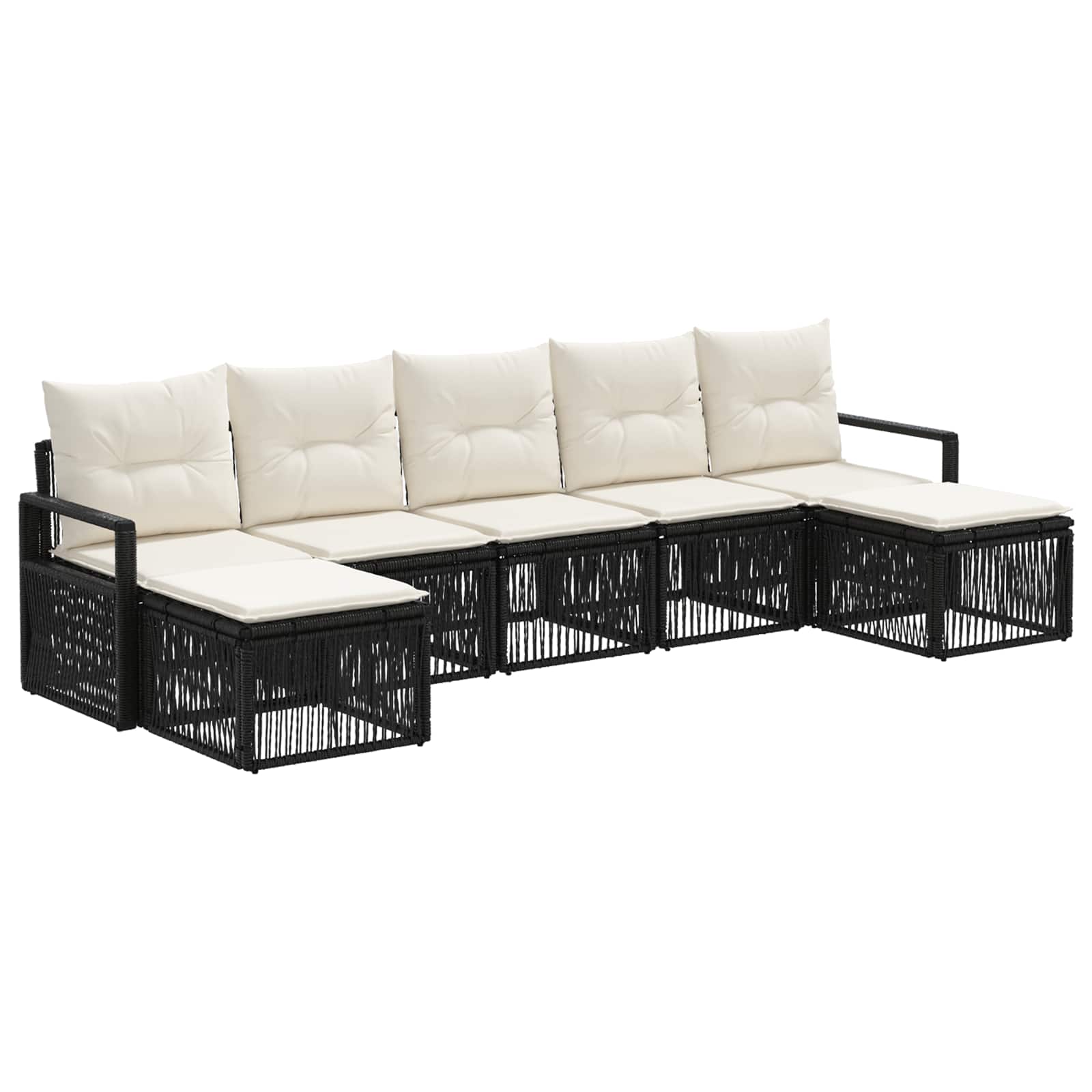 Ensemble de canapé de jardin 7 pcs Noir polyrotin - XIOS