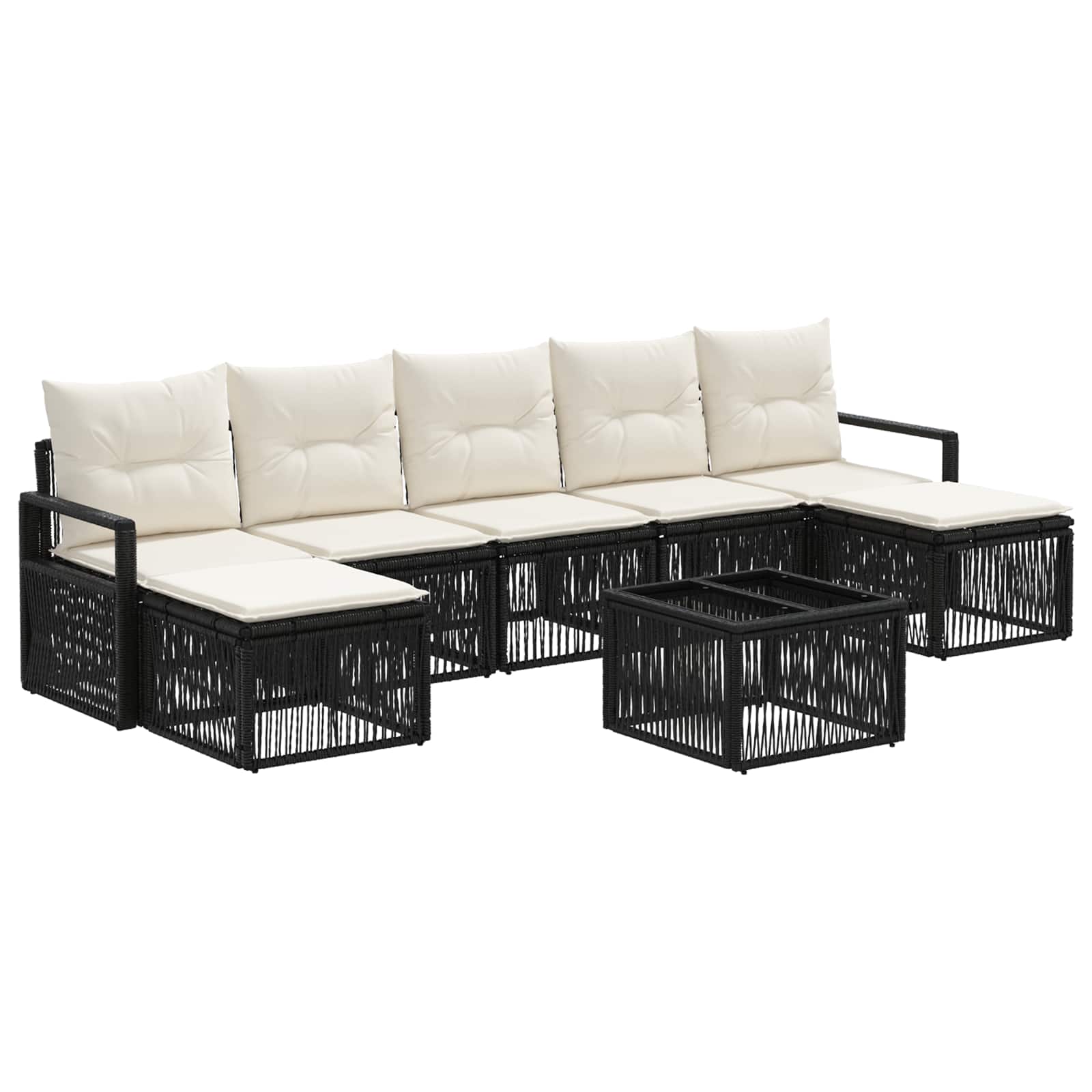 Ensemble de canapé de jardin 8 pcs Noir polyrotin - XIOS